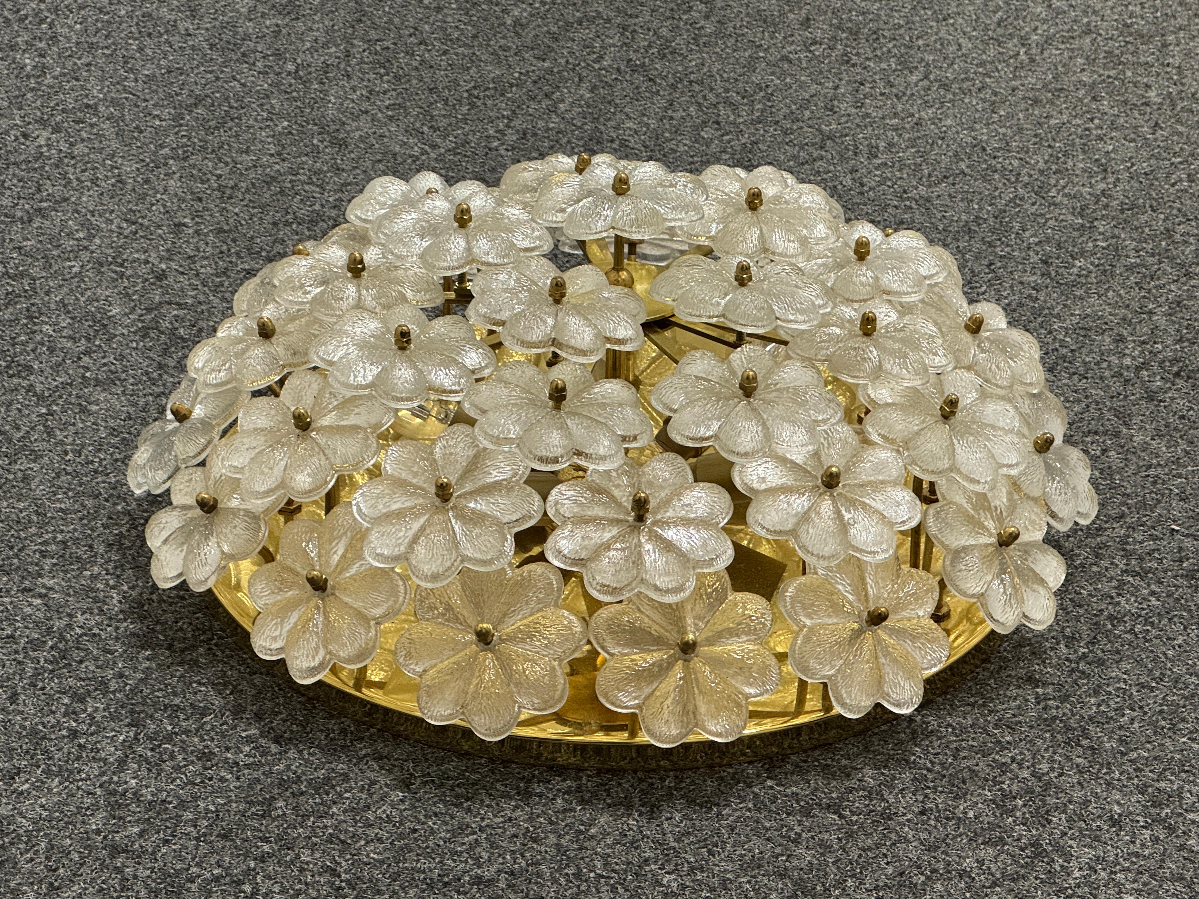 Grande suspension à fleur en verre à 6 lumières, Ernst Palme, Allemagne, années 1970 en vente 12