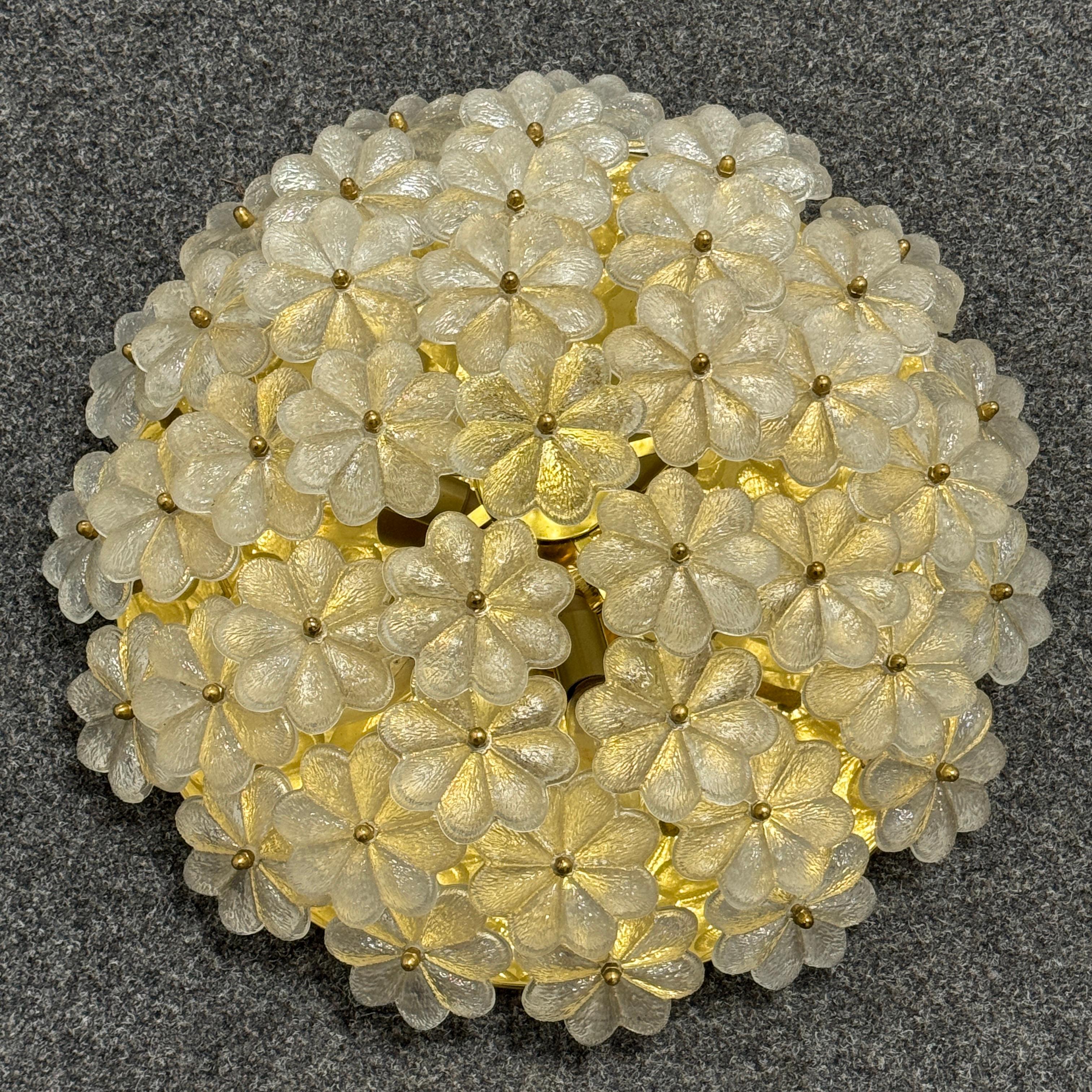 Grande suspension à fleur en verre à 6 lumières, Ernst Palme, Allemagne, années 1970 en vente 13