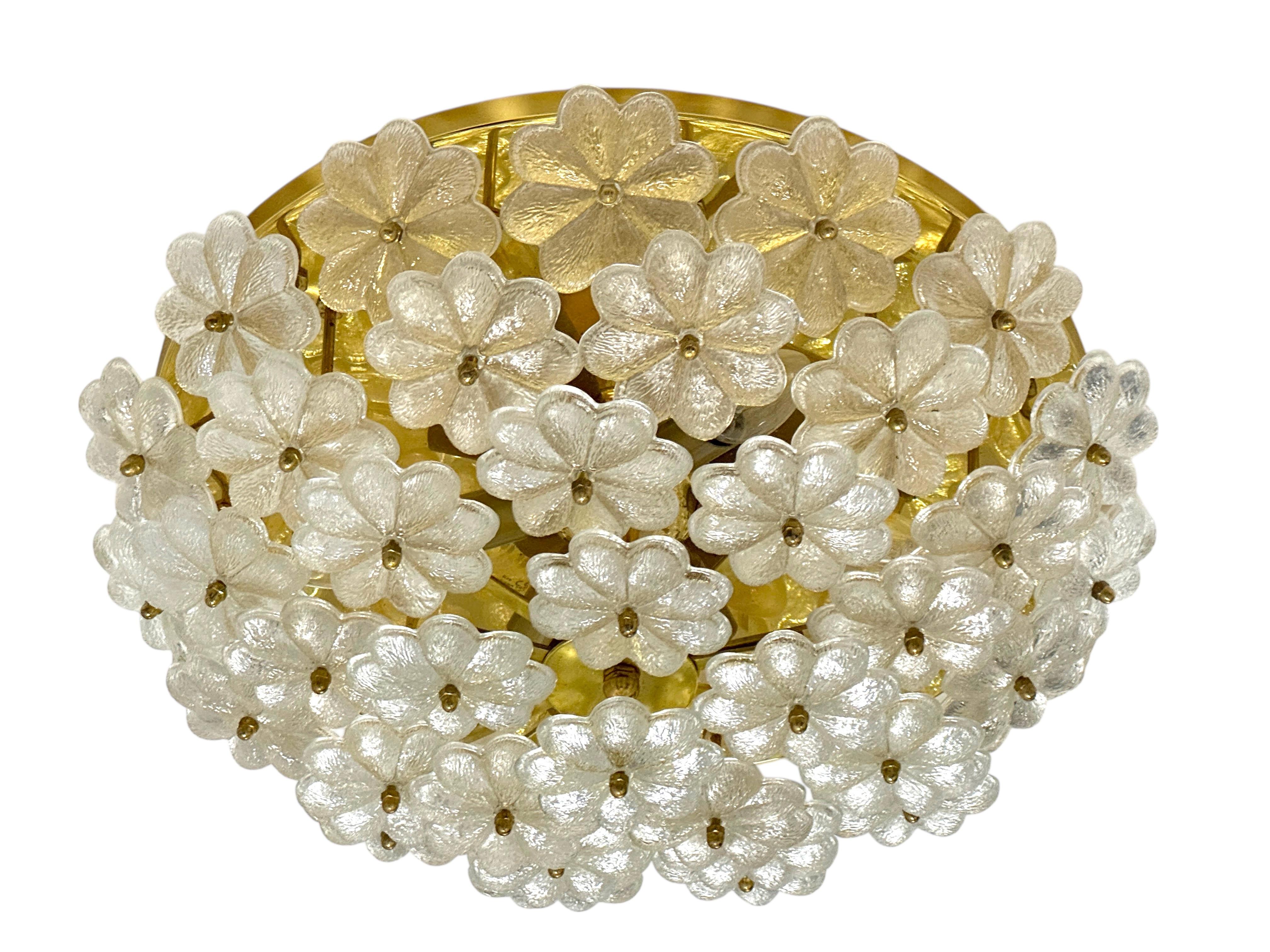 Fin du 20e siècle Grande suspension à fleur en verre à 6 lumières, Ernst Palme, Allemagne, années 1970 en vente