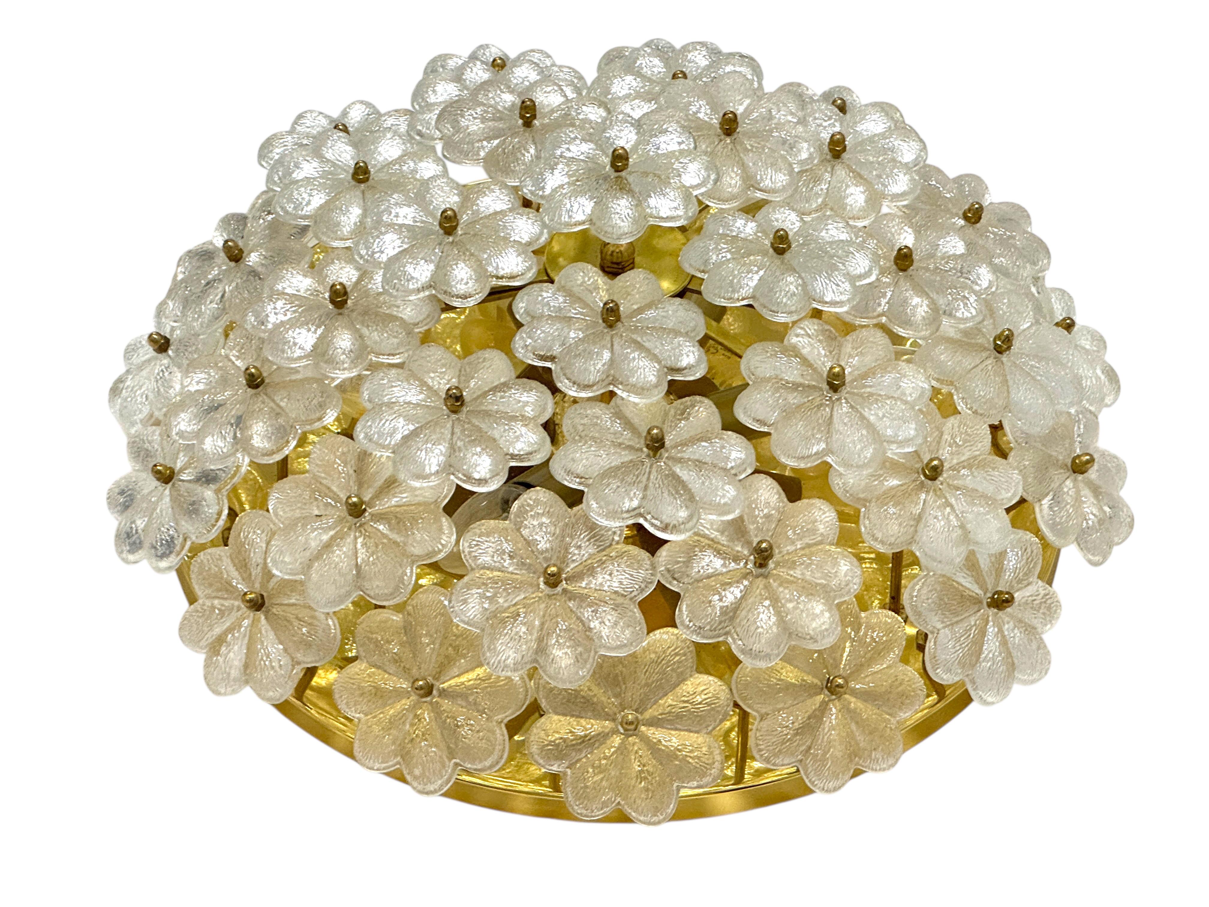 Grande suspension à fleur en verre à 6 lumières, Ernst Palme, Allemagne, années 1970 en vente 2