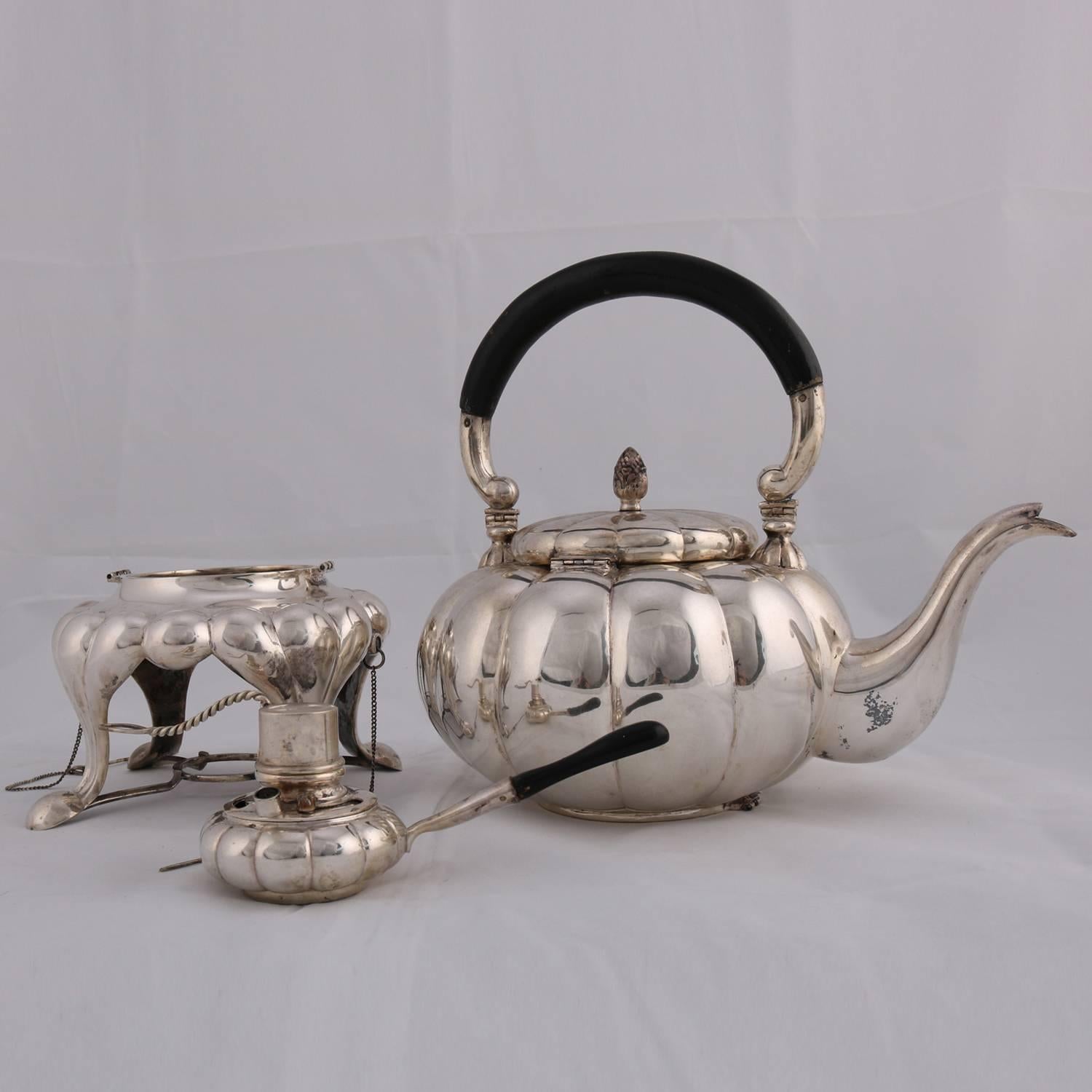 Large Six-Piece French Antique French .800 Silver Gadroon Tea Set, circa 1900 4
