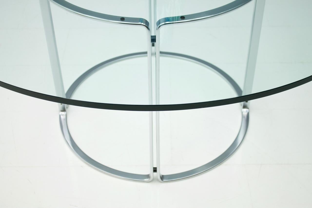 Large Circular Dining Table in Glass and Steel by Horst Bruning for Kill 1970s 4