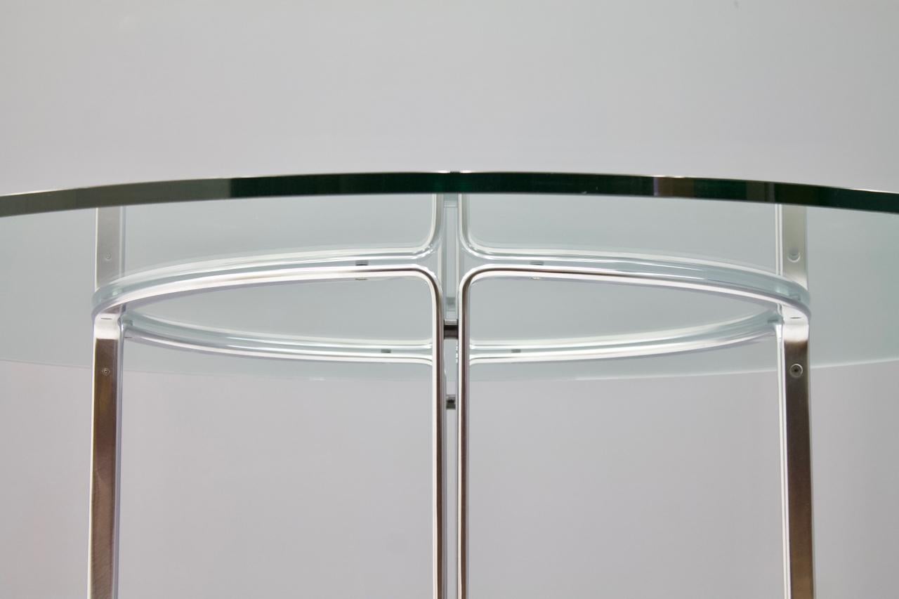 Large Circular Dining Table in Glass and Steel by Horst Bruning for Kill 1970s In Good Condition In Frankfurt / Dreieich, DE
