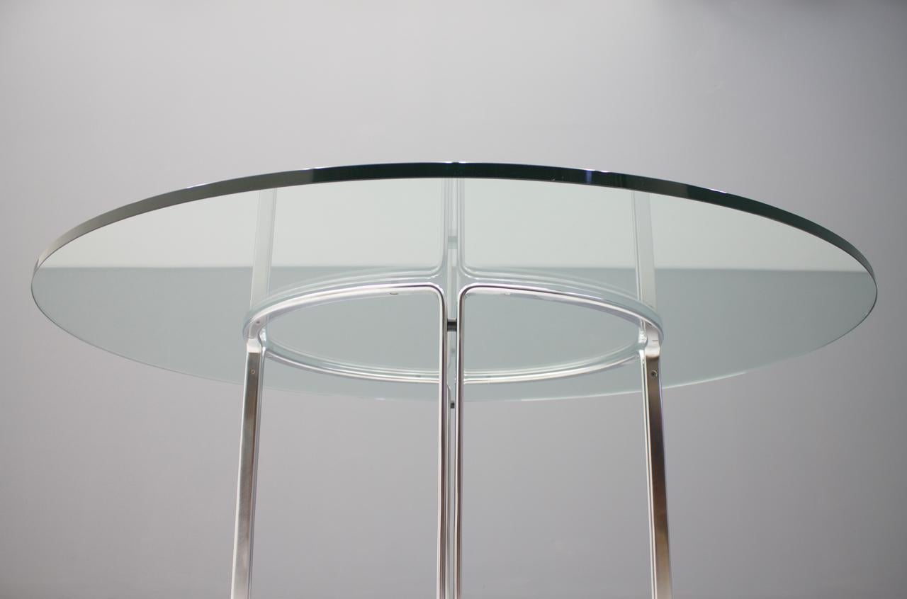 Large Circular Dining Table in Glass and Steel by Horst Bruning for Kill 1970s 1