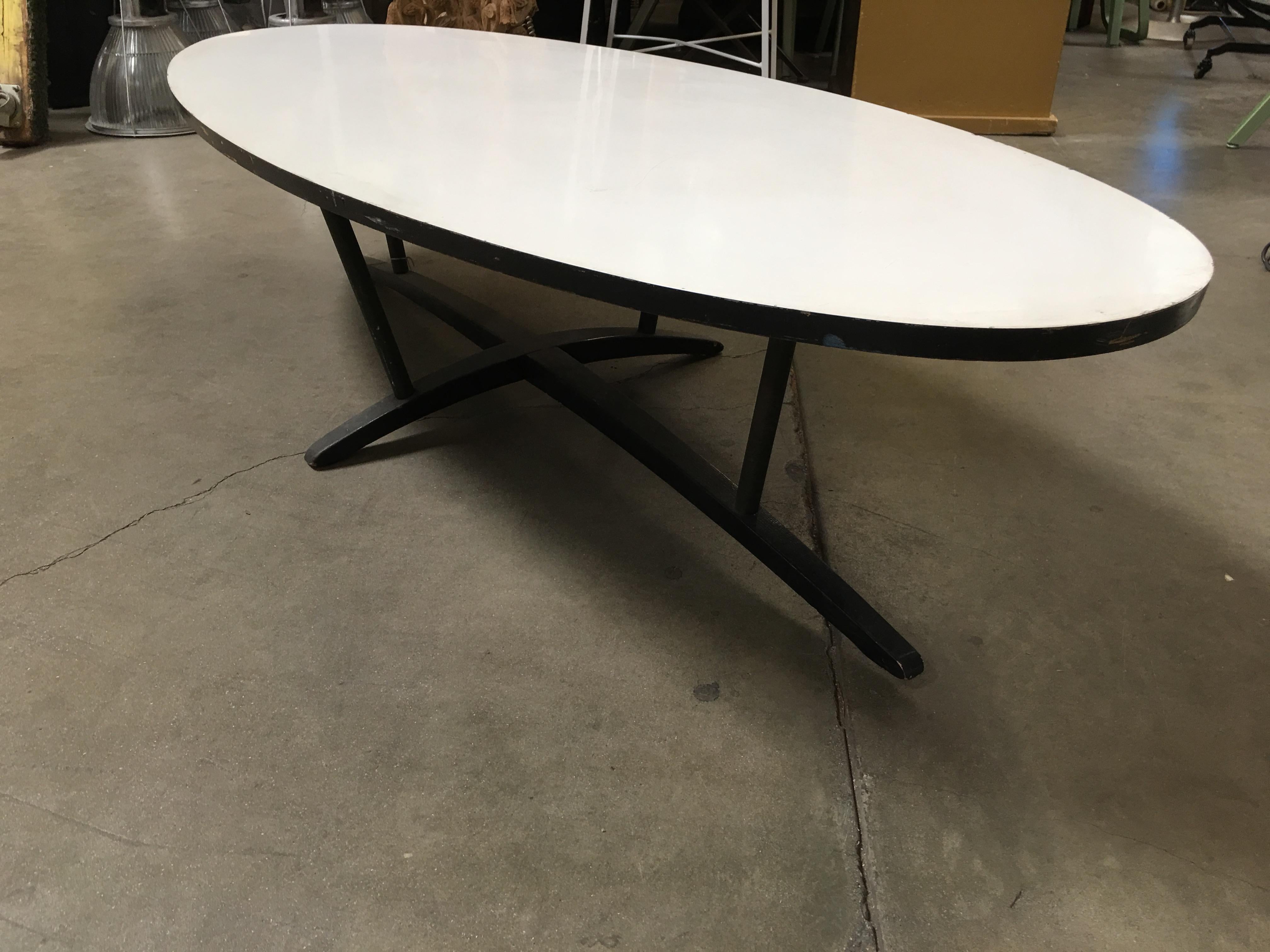 Mid-20th Century Large John Keal Inspired Surfboard Coffee Table with Formica Top For Sale