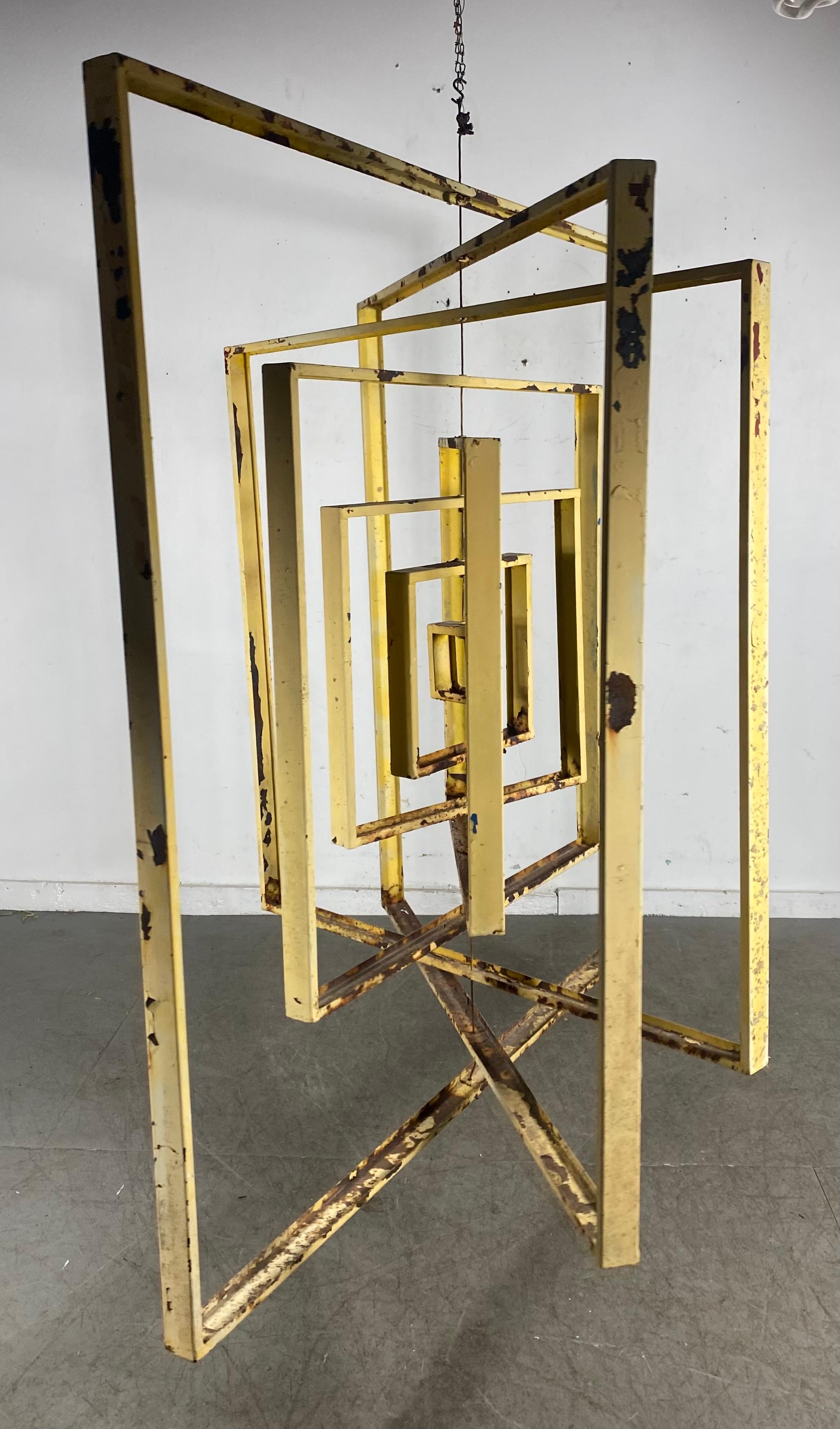 Large Modernist Abstract Kinetic Metal Hanging Sculpture For Sale 2