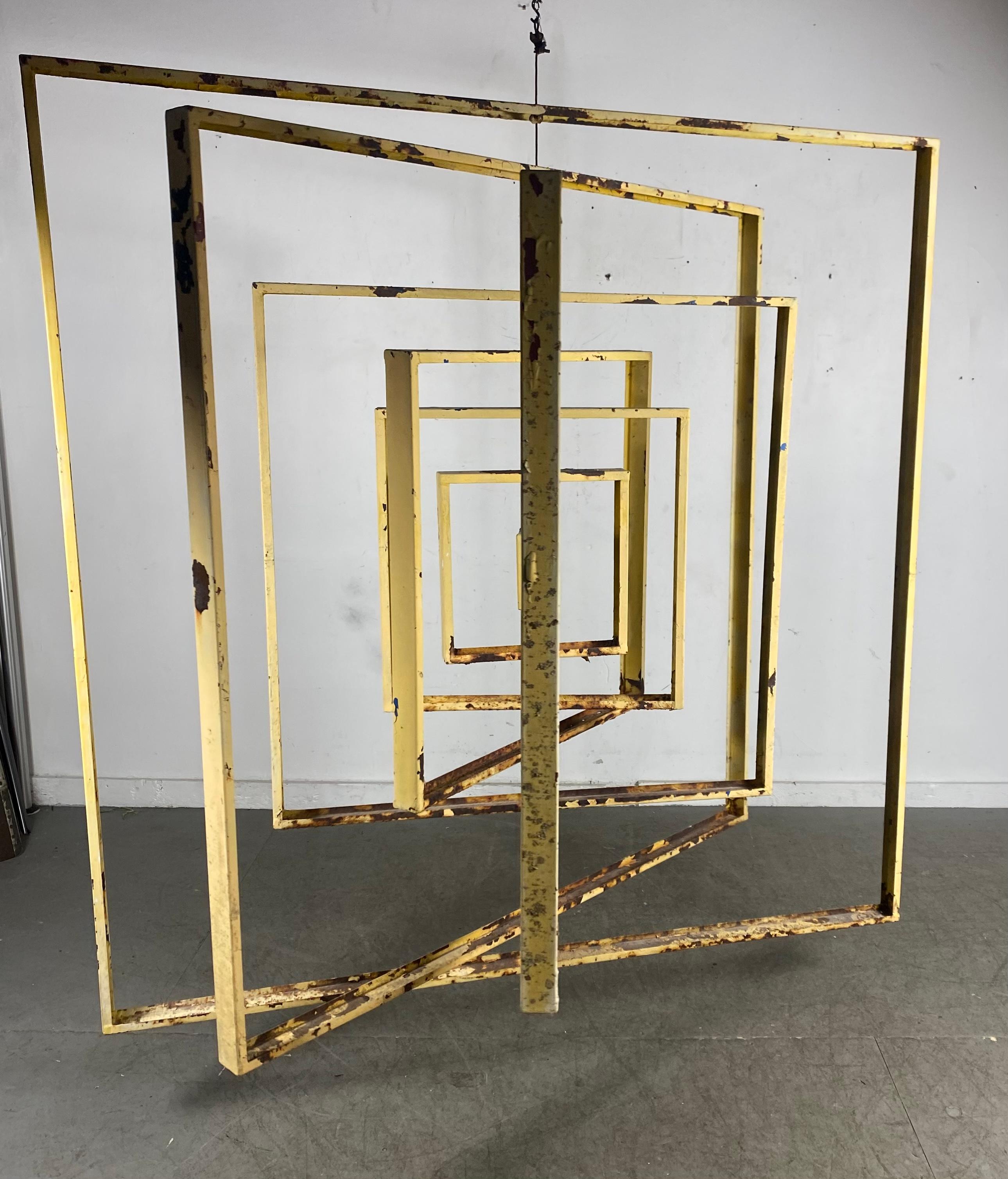 Large Modernist Abstract Kinetic Metal Hanging Sculpture For Sale 3