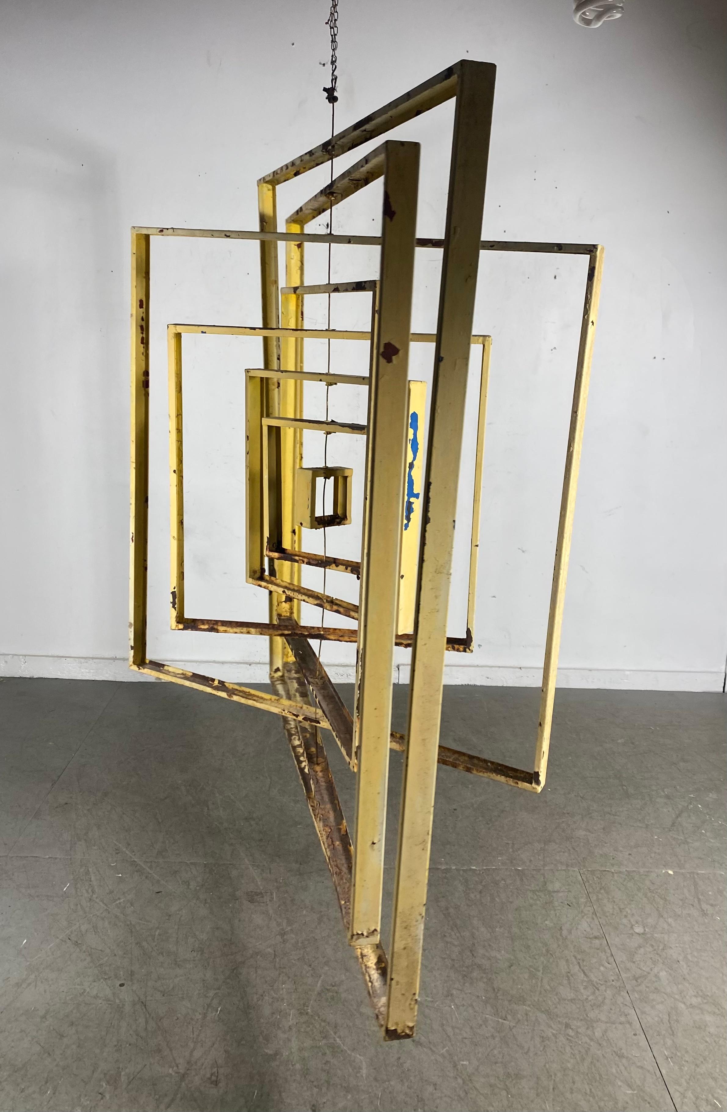 Large Modernist Abstract Kinetic Metal Hanging Sculpture For Sale 4