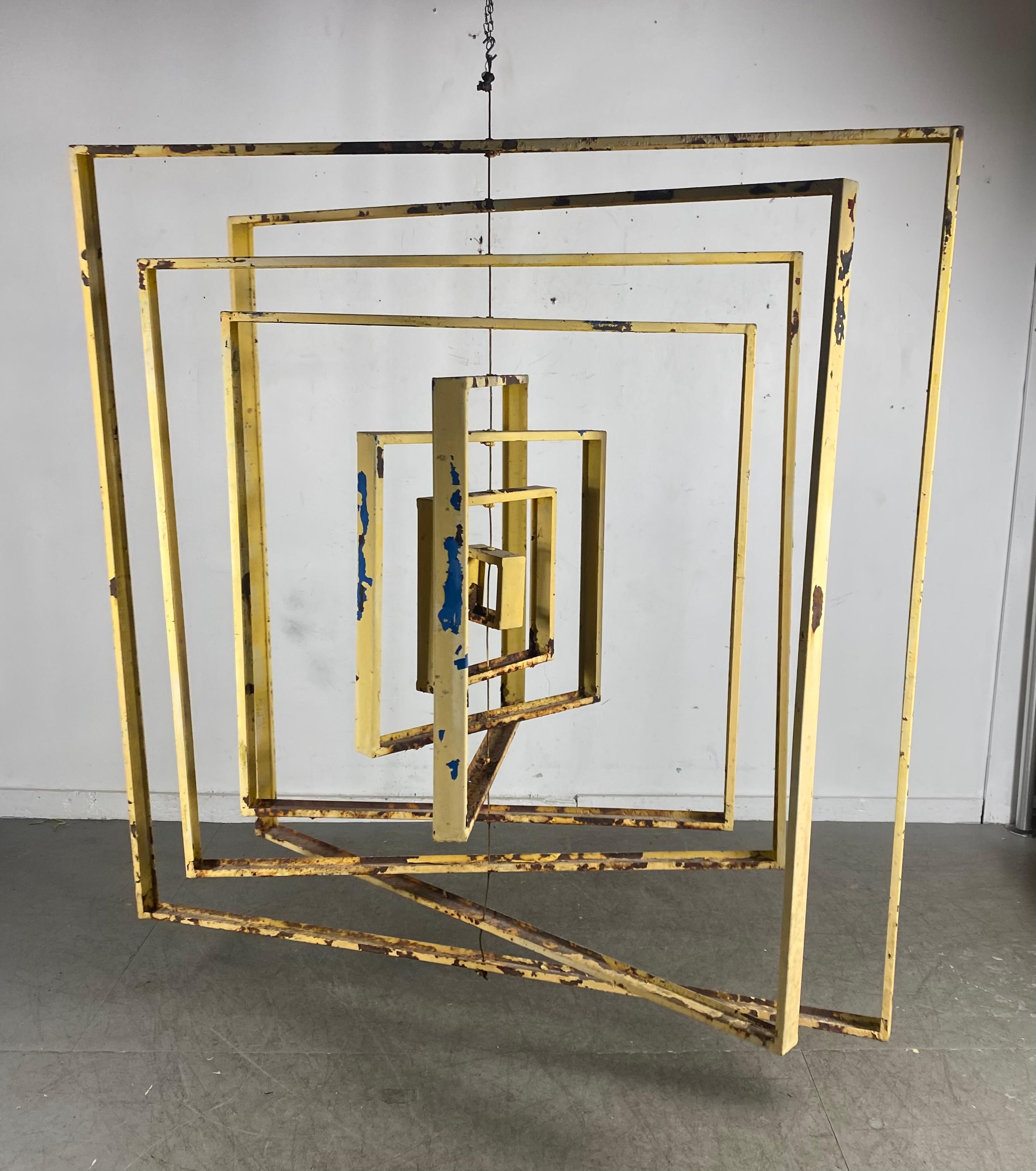 Large Modernist Abstract Kinetic Metal Hanging Sculpture For Sale 6