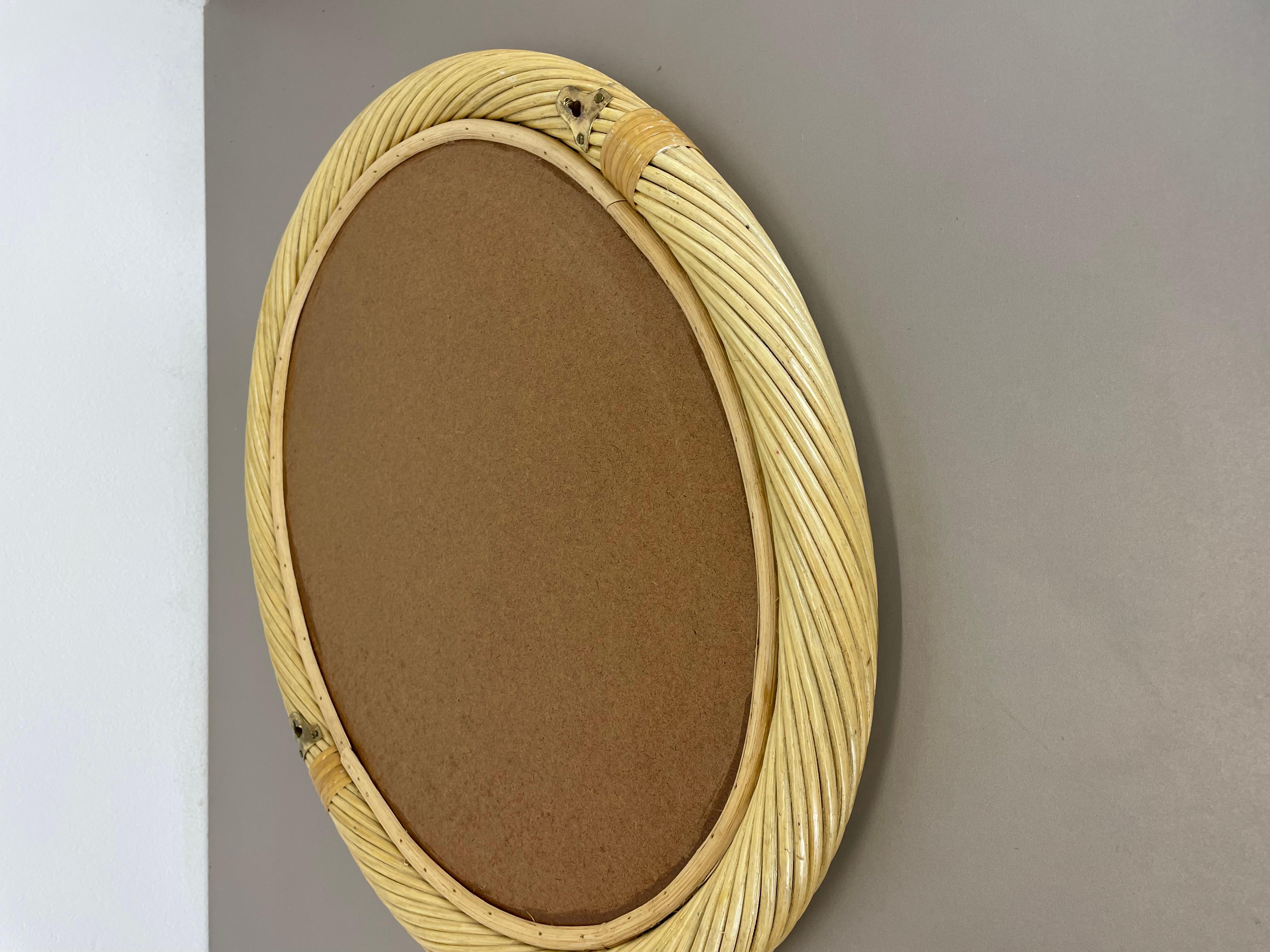 Large Rattan Rotin Wall Mirror in Crespi Albini Style, Italy, 1970s For Sale 14