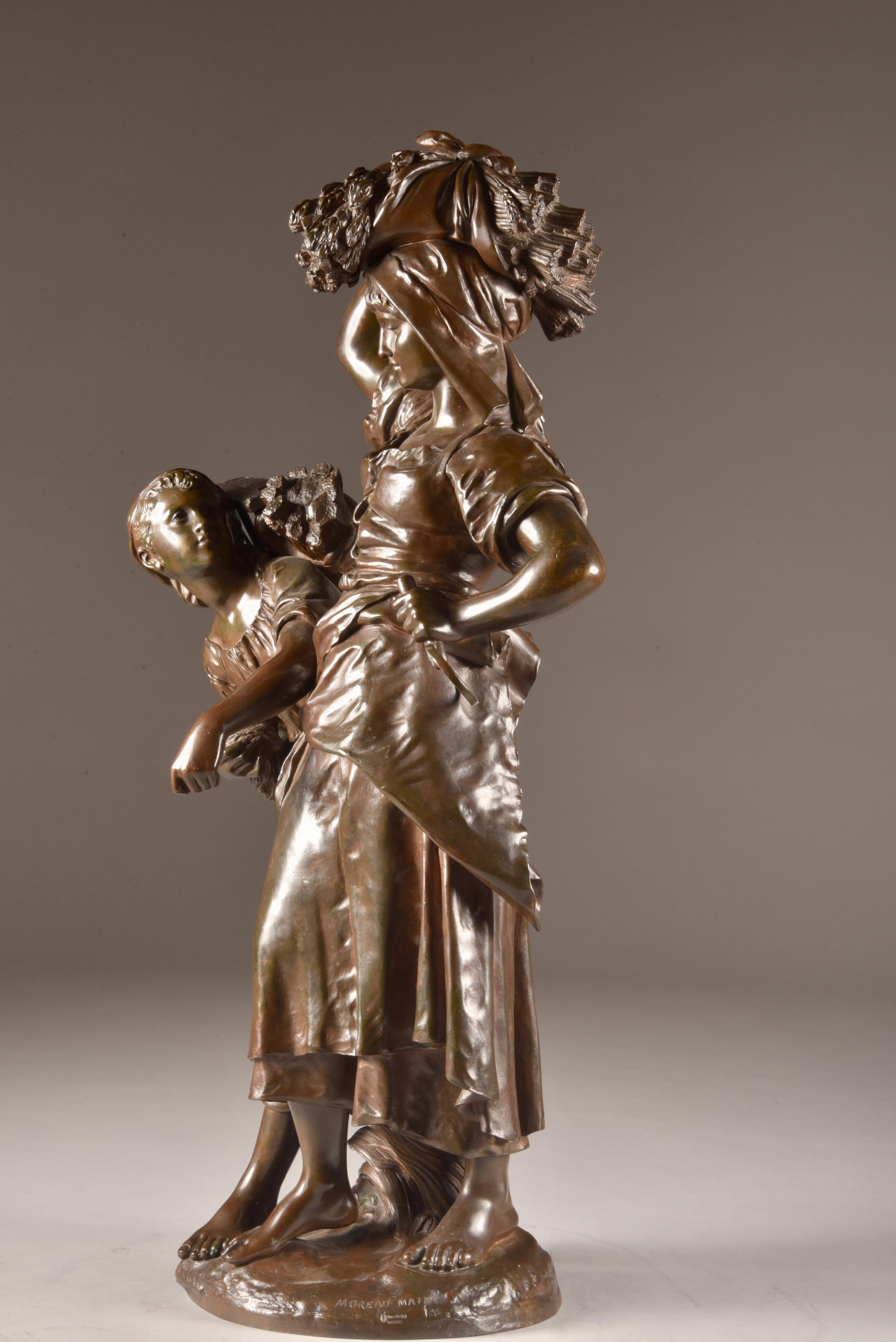 Large Rare French Bronze Sculpture, Mathurin Moreau & E. Collin, 1860 For Sale 8