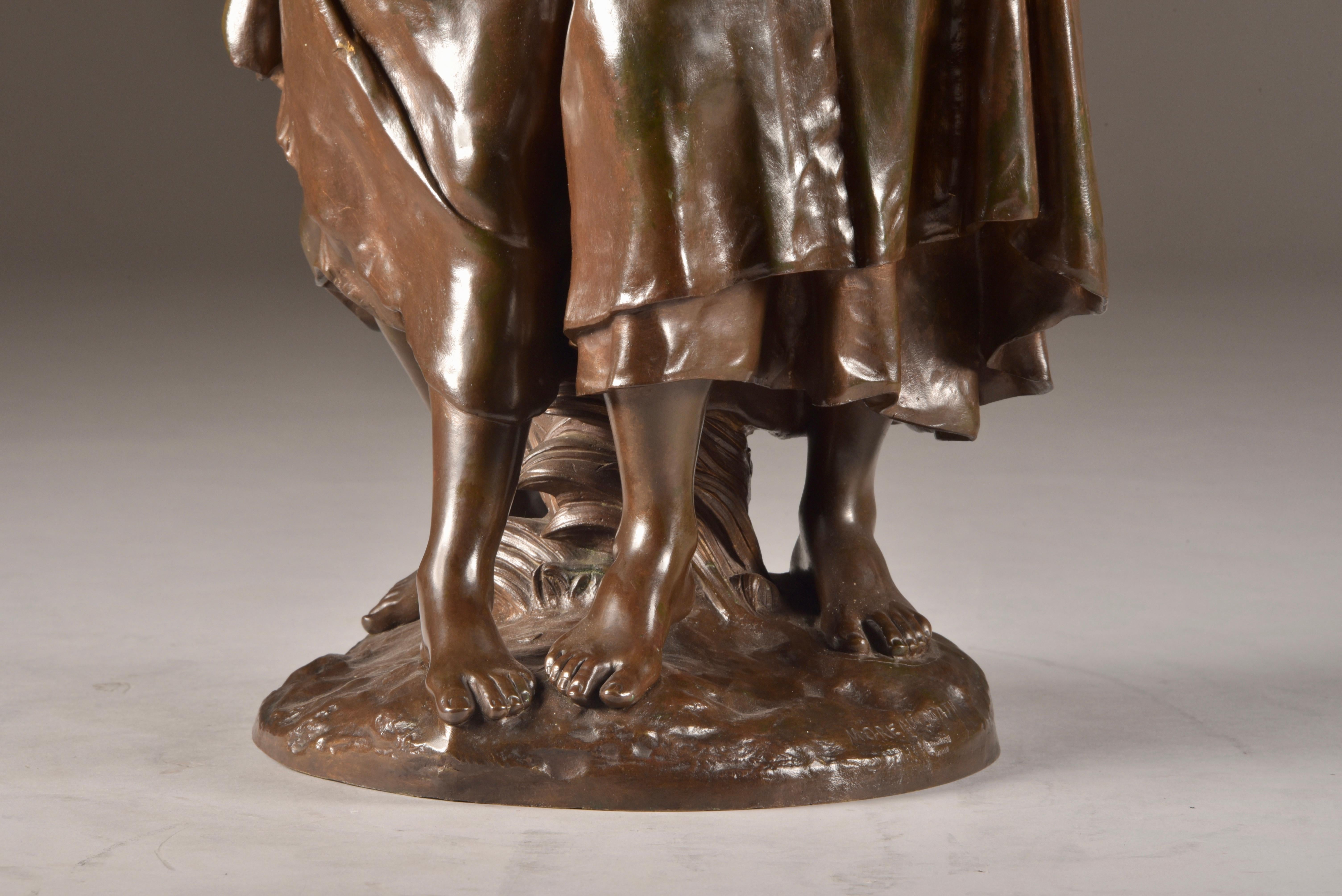 Large Rare French Bronze Sculpture, Mathurin Moreau & E. Collin, 1860 For Sale 2