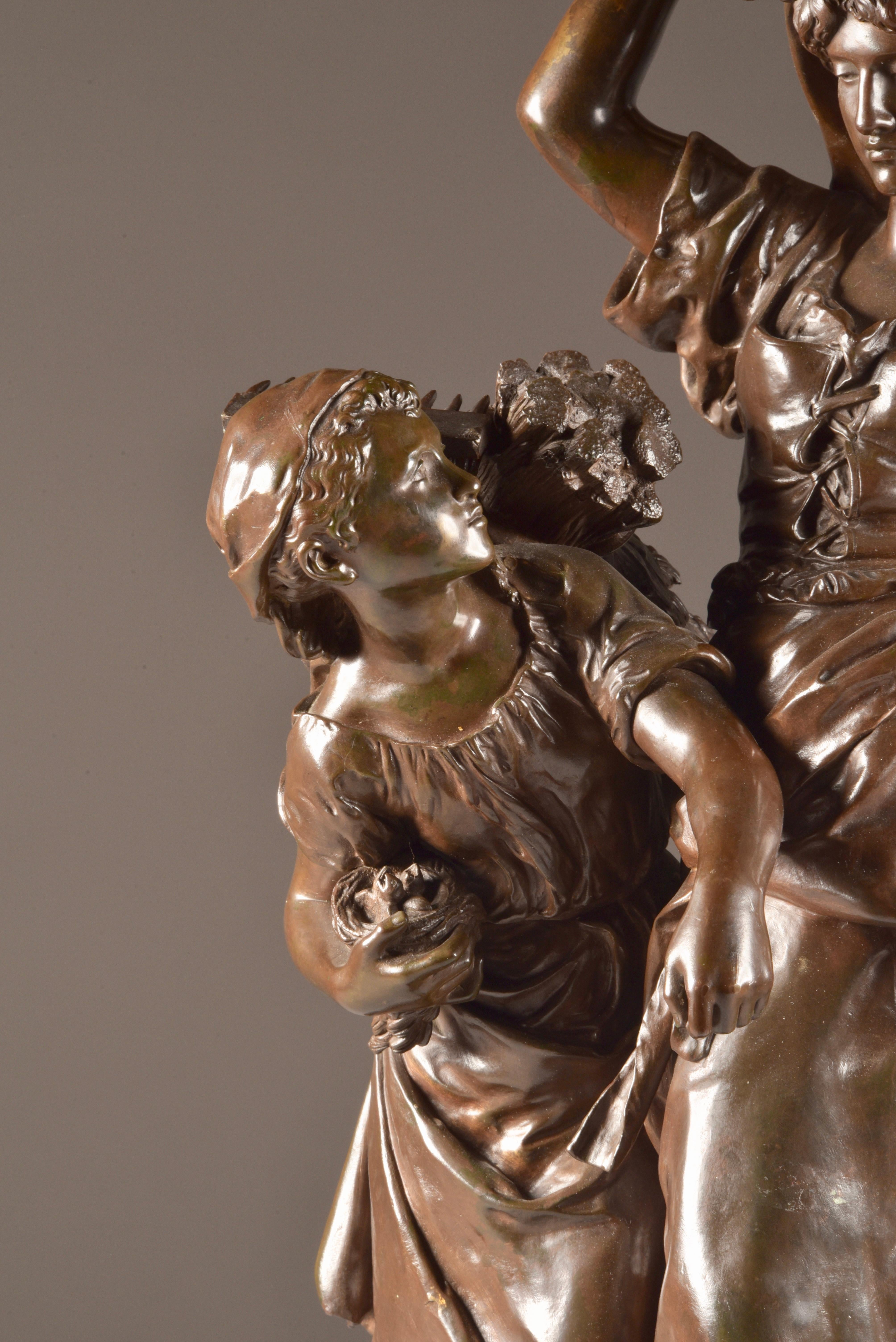 Large Rare French Bronze Sculpture, Mathurin Moreau & E. Collin, 1860 For Sale 3