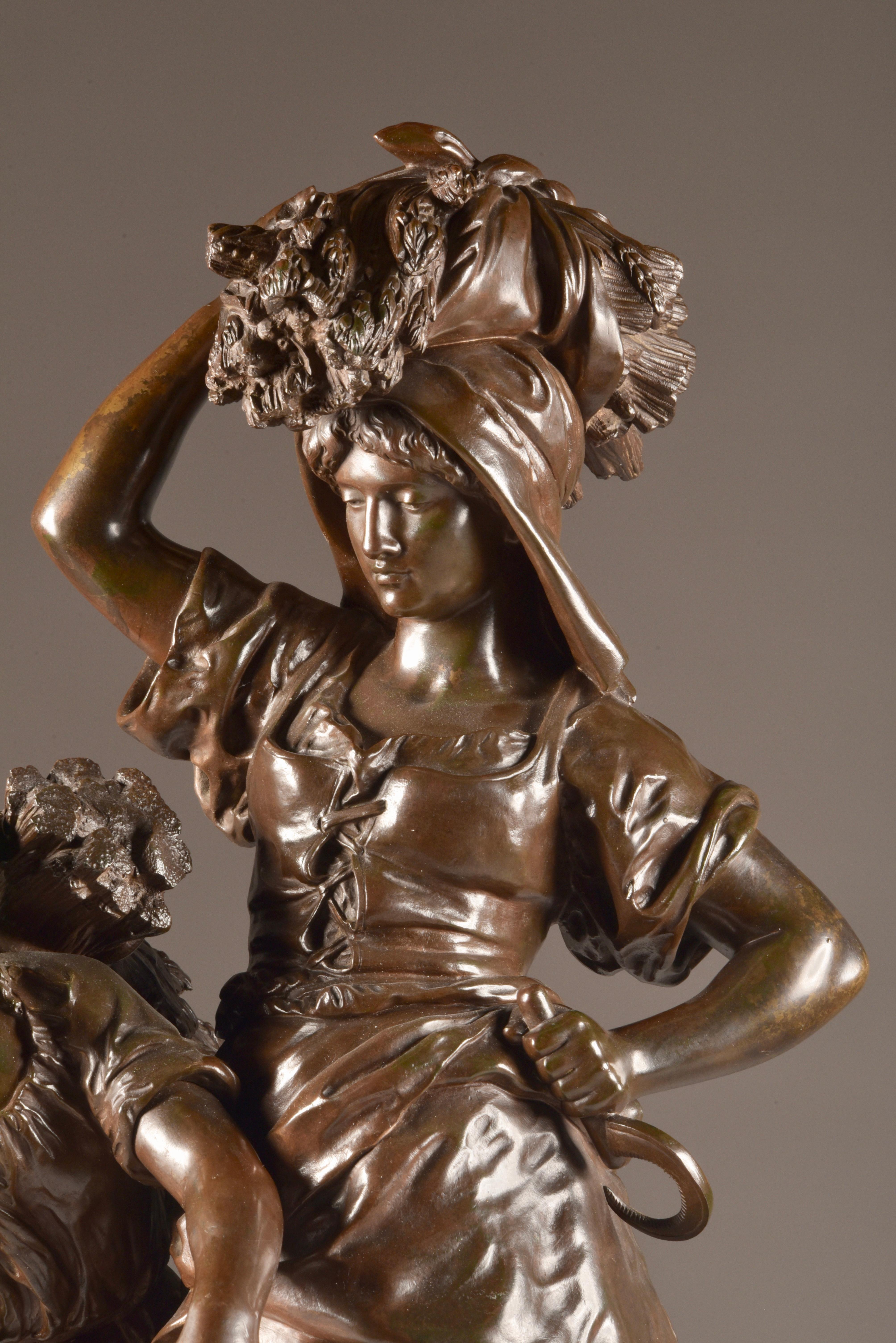 Large Rare French Bronze Sculpture, Mathurin Moreau & E. Collin, 1860 For Sale 4