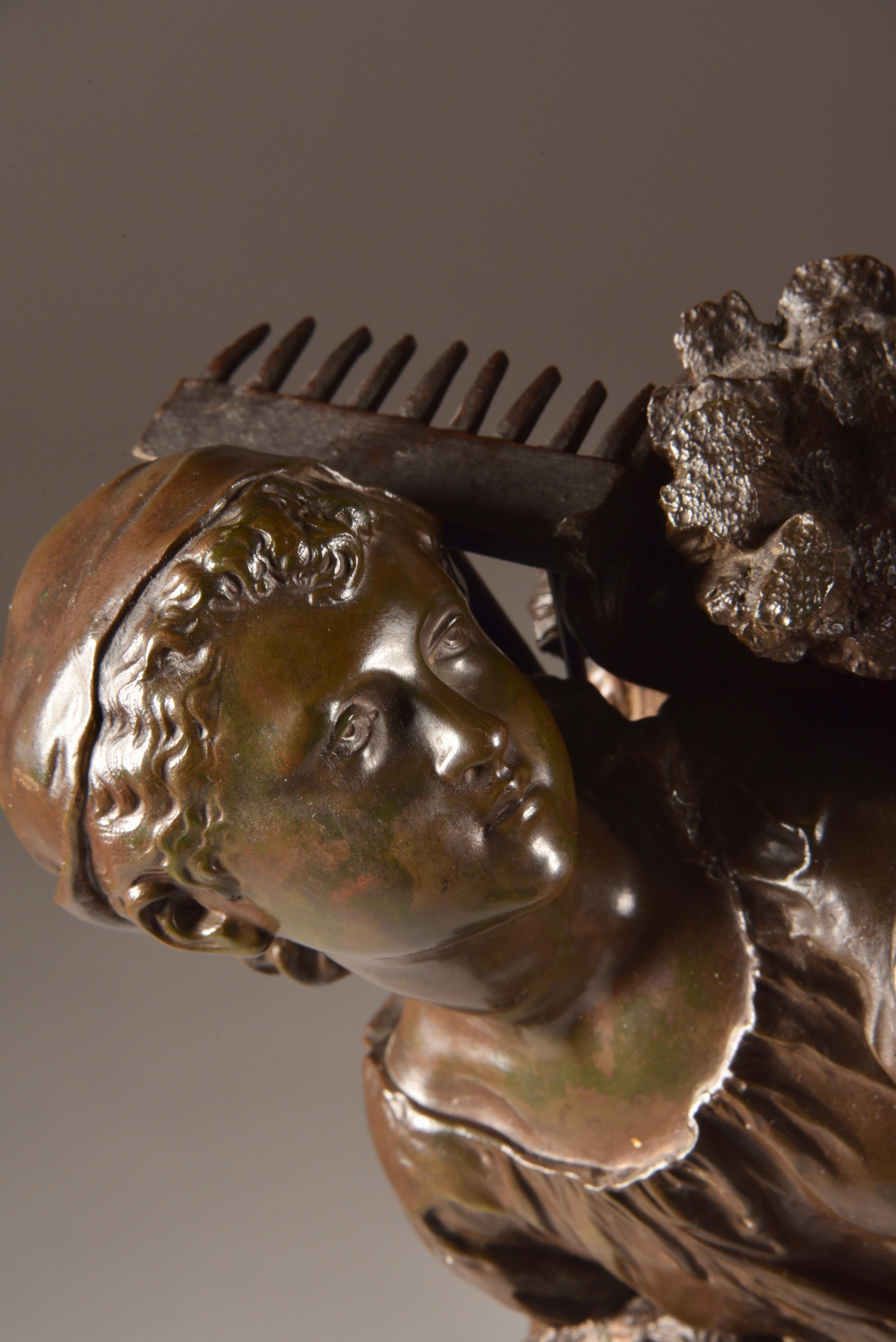 Large Rare French Bronze Sculpture, Mathurin Moreau & E. Collin, 1860 For Sale 6