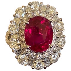 Large 8.89 Carat Natural Corundum Ruby and Diamond 18 Karat White Gold Ring