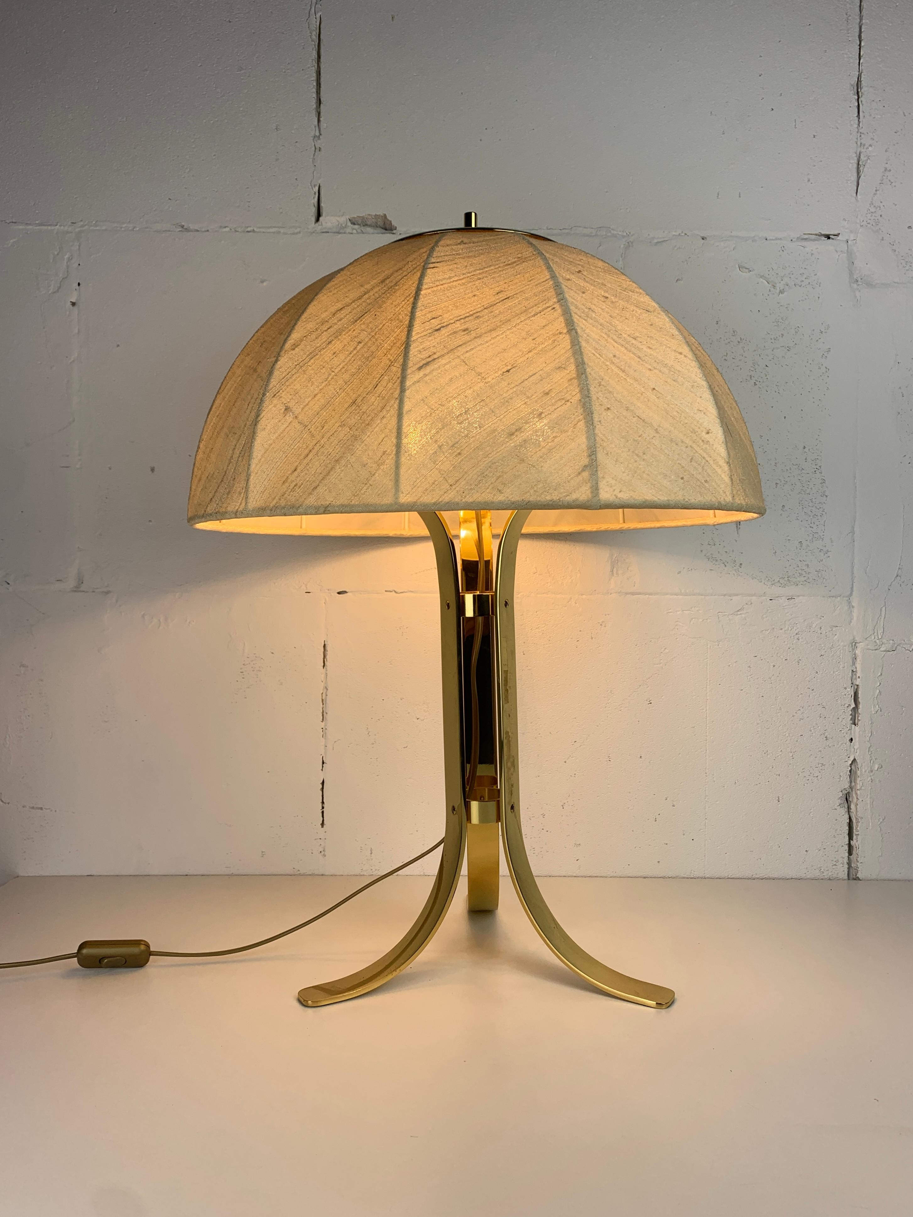 Grande lampe de table champignon de 65 cm en laiton de l'ère spatiale, années 1960 en vente 11