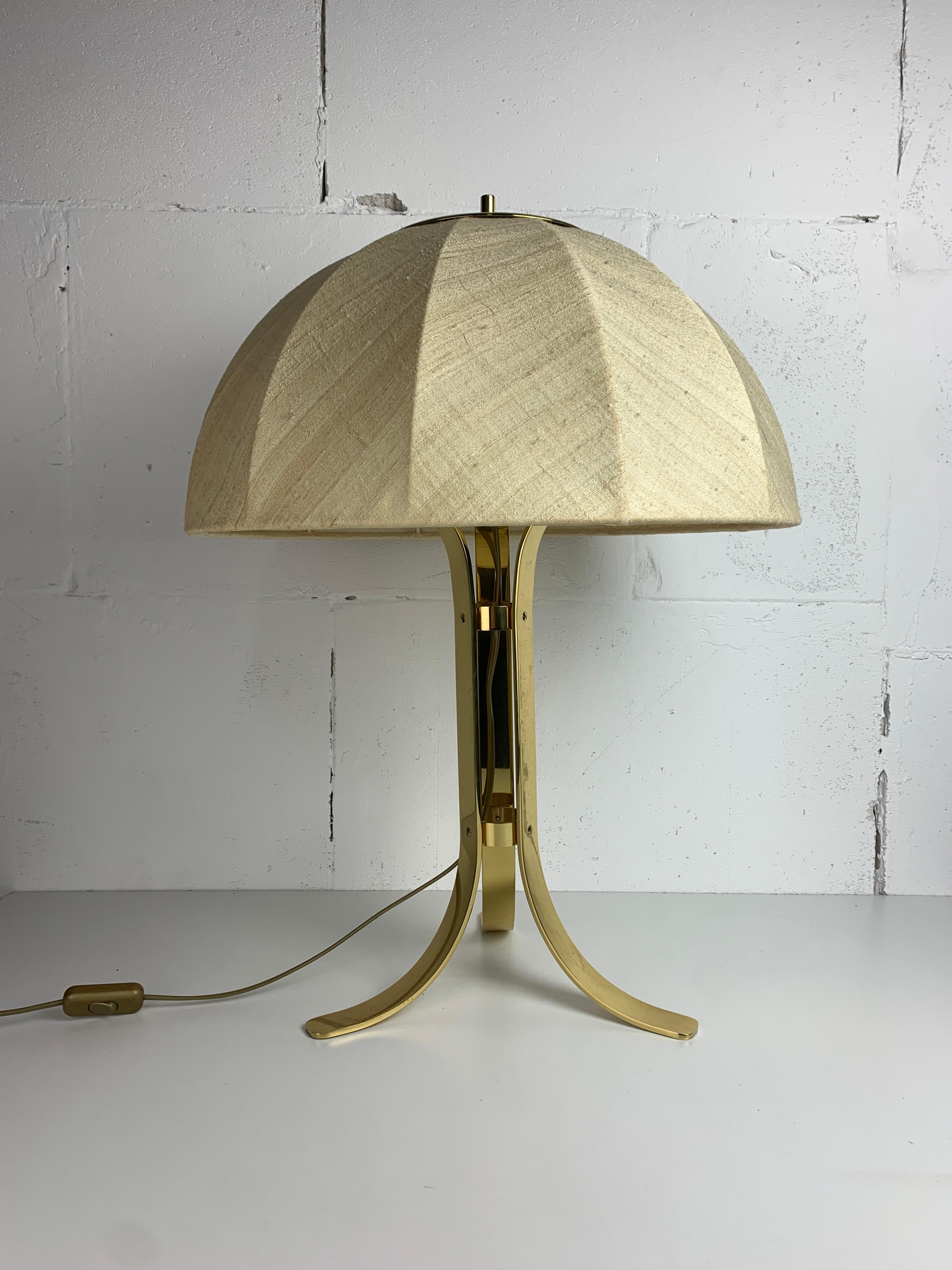 Grande lampe de table champignon de 65 cm en laiton de l'ère spatiale, années 1960 en vente 12