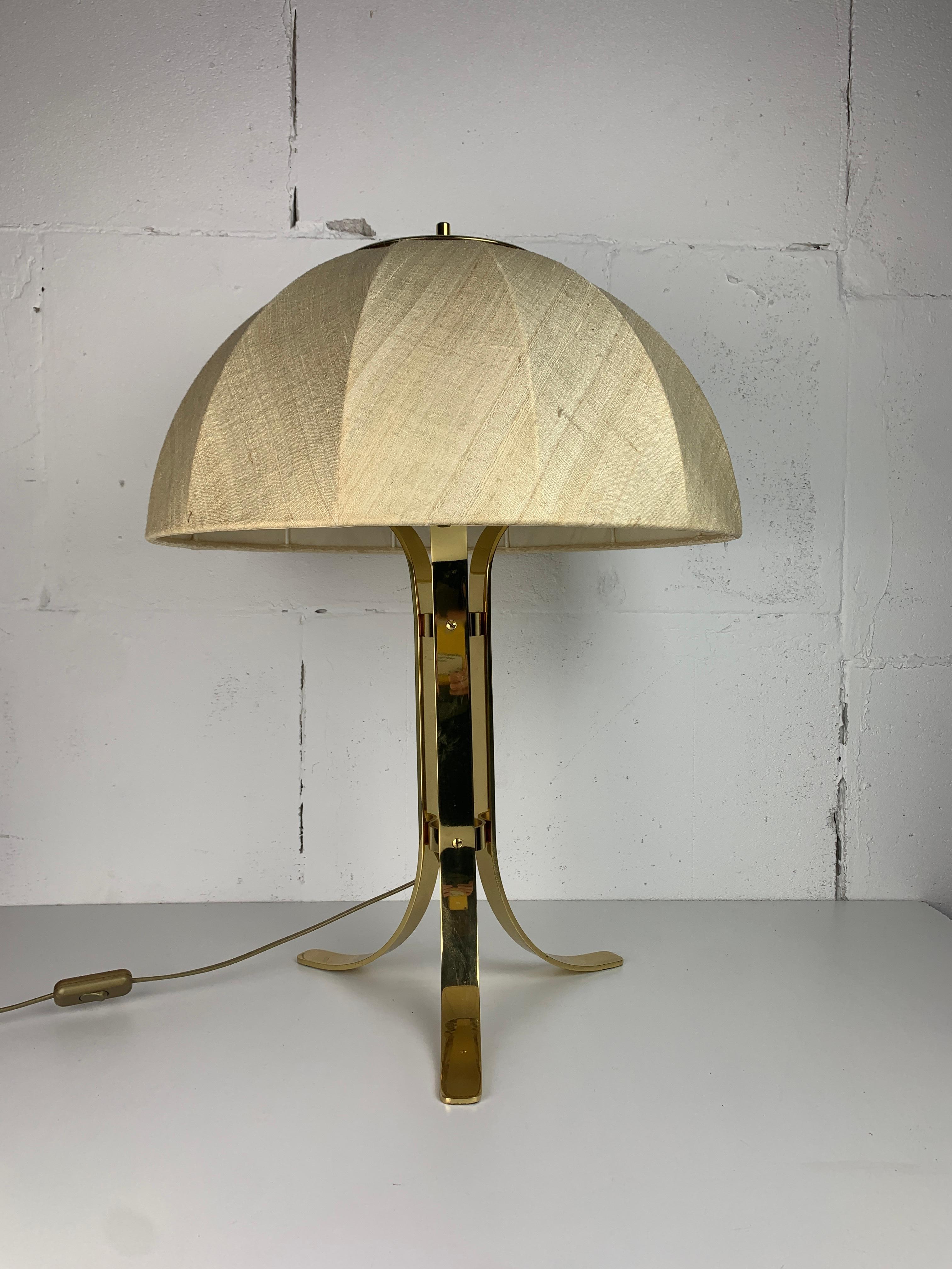 Ère spatiale Grande lampe de table champignon de 65 cm en laiton de l'ère spatiale, années 1960 en vente