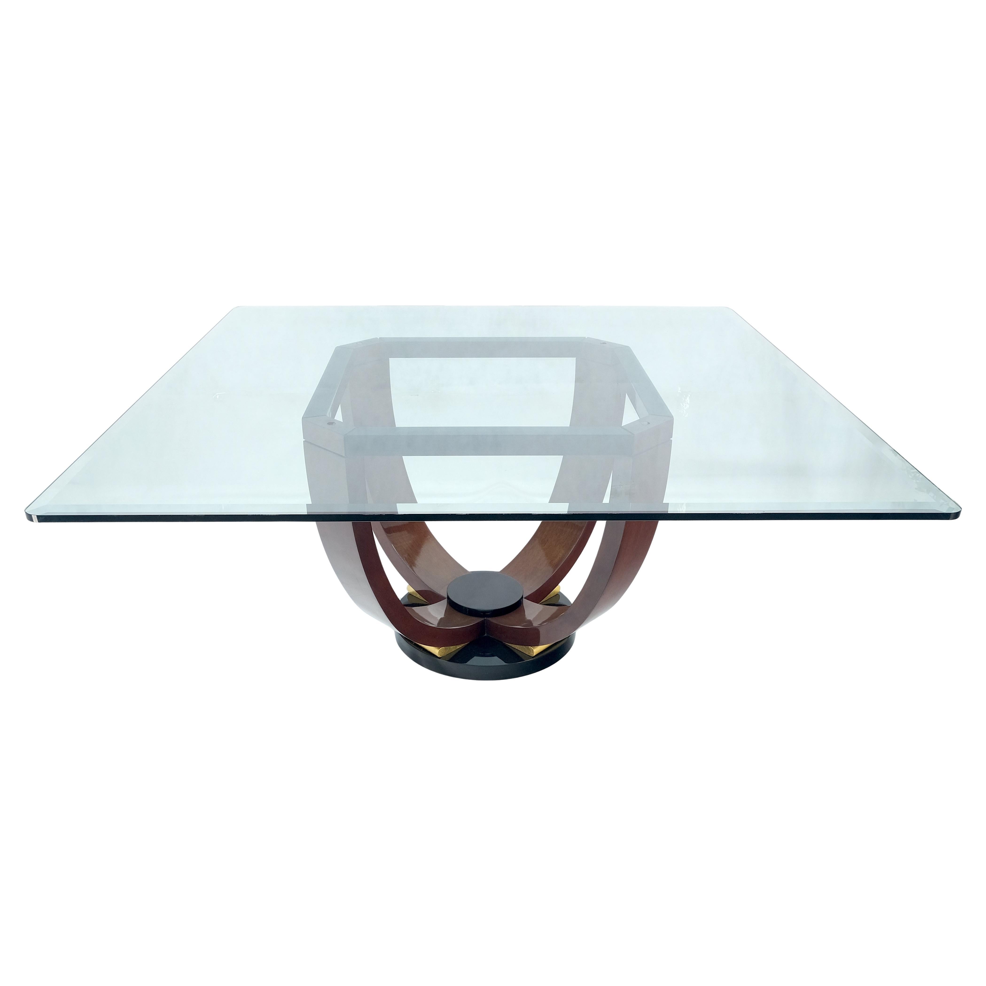 Large 66" Square 3/4" Glass Top Italian Pedestal Base Dining Conference Table