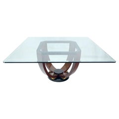 Large 66" Square 3/4" Glass Top Italian Pedestal Base Dining Conference Table