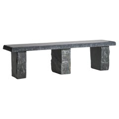 Large 6ft Natural Wabi-Sabi Stone Slate Bench Seat on Bolster Plinth Base