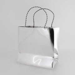 Large 6in. Sized Cartier Sterling Silver Miniature Shopping or Gift Bag