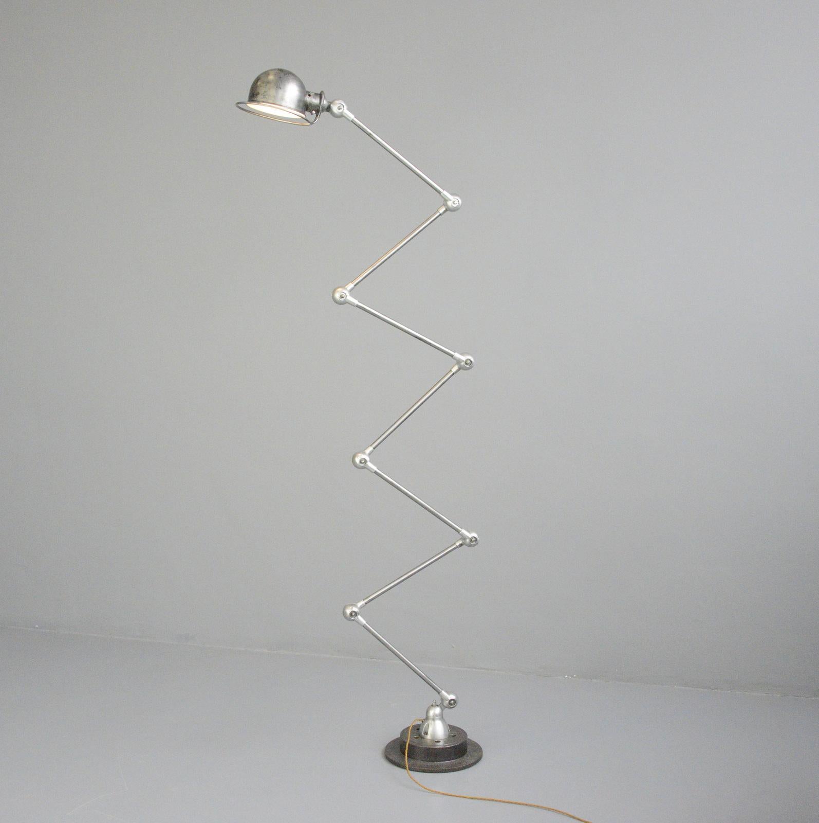 Steel Large 7 Arm Floor Standing Jielde Lamp, Circa 1950s