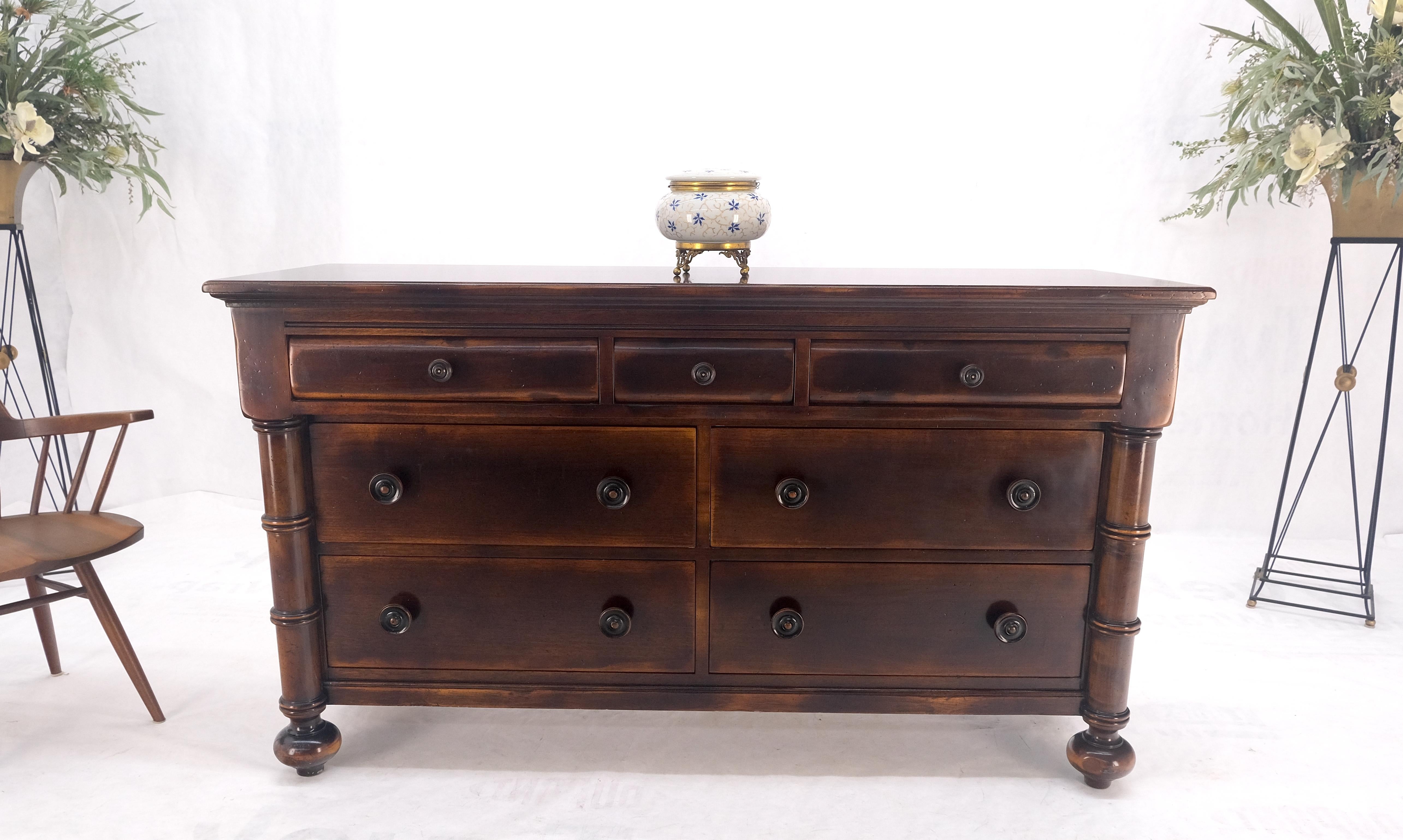 Large 7 Drawer Faux Bamboo Legs Turned Knobs Italian Dresser Commode Chest MINT! For Sale 5