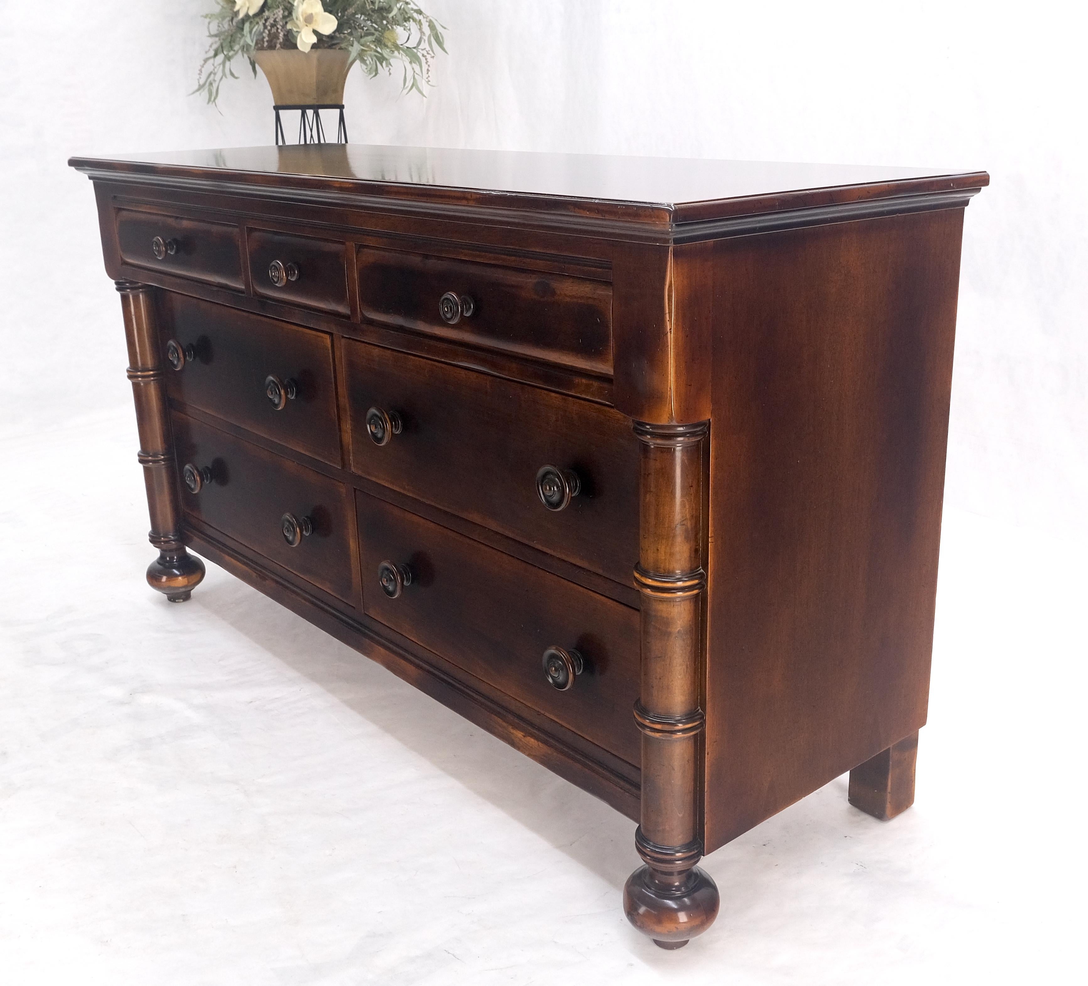 20th Century Large 7 Drawer Faux Bamboo Legs Turned Knobs Italian Dresser Commode Chest MINT! For Sale