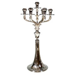 Large 7-Flame Silver Candelabra With Acanthus Decor, J.C. Klinkosch Vienna, 1925