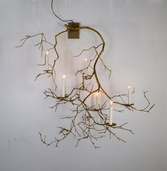 Large 7-Light Gold Leaf Branch Sconce