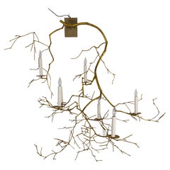 Large 7-Light Gold Leaf Branch Sconce