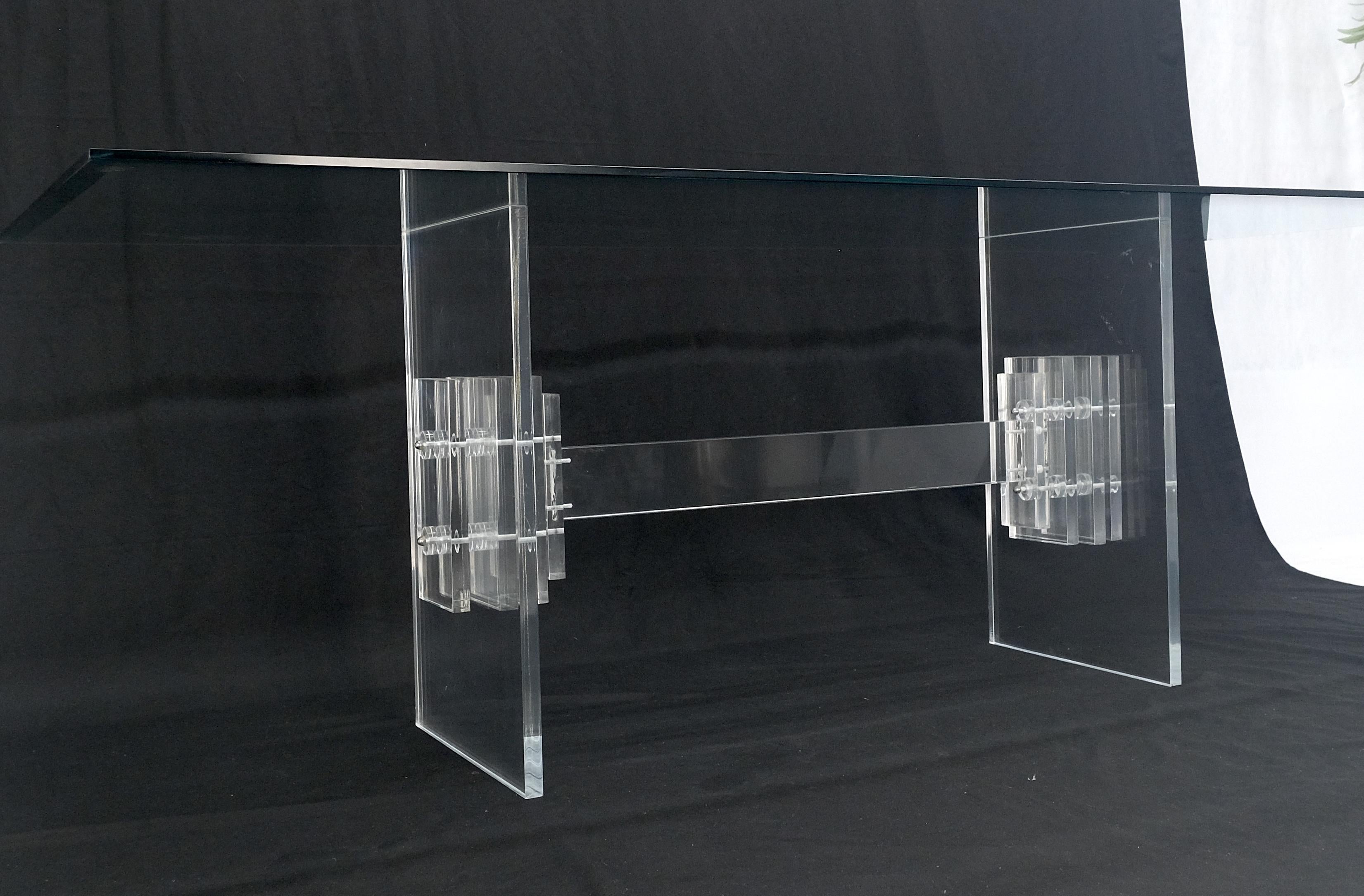 Table de conférence et de salle à manger de 7' de long avec plateau en verre 3/4