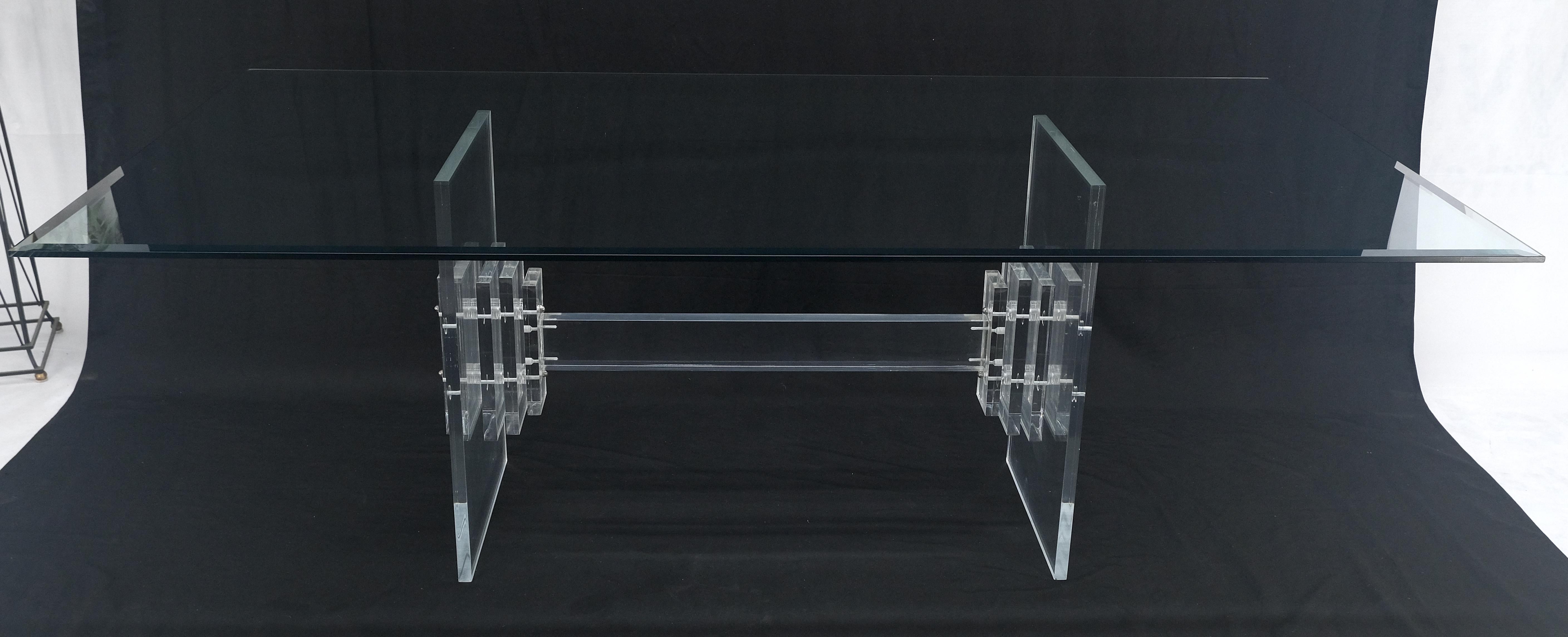 Table de conférence et de salle à manger de 7' de long avec plateau en verre 3/4