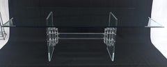 Large 7' Long 3/4" glass Top Thick Lucite Base Dining Conference Table