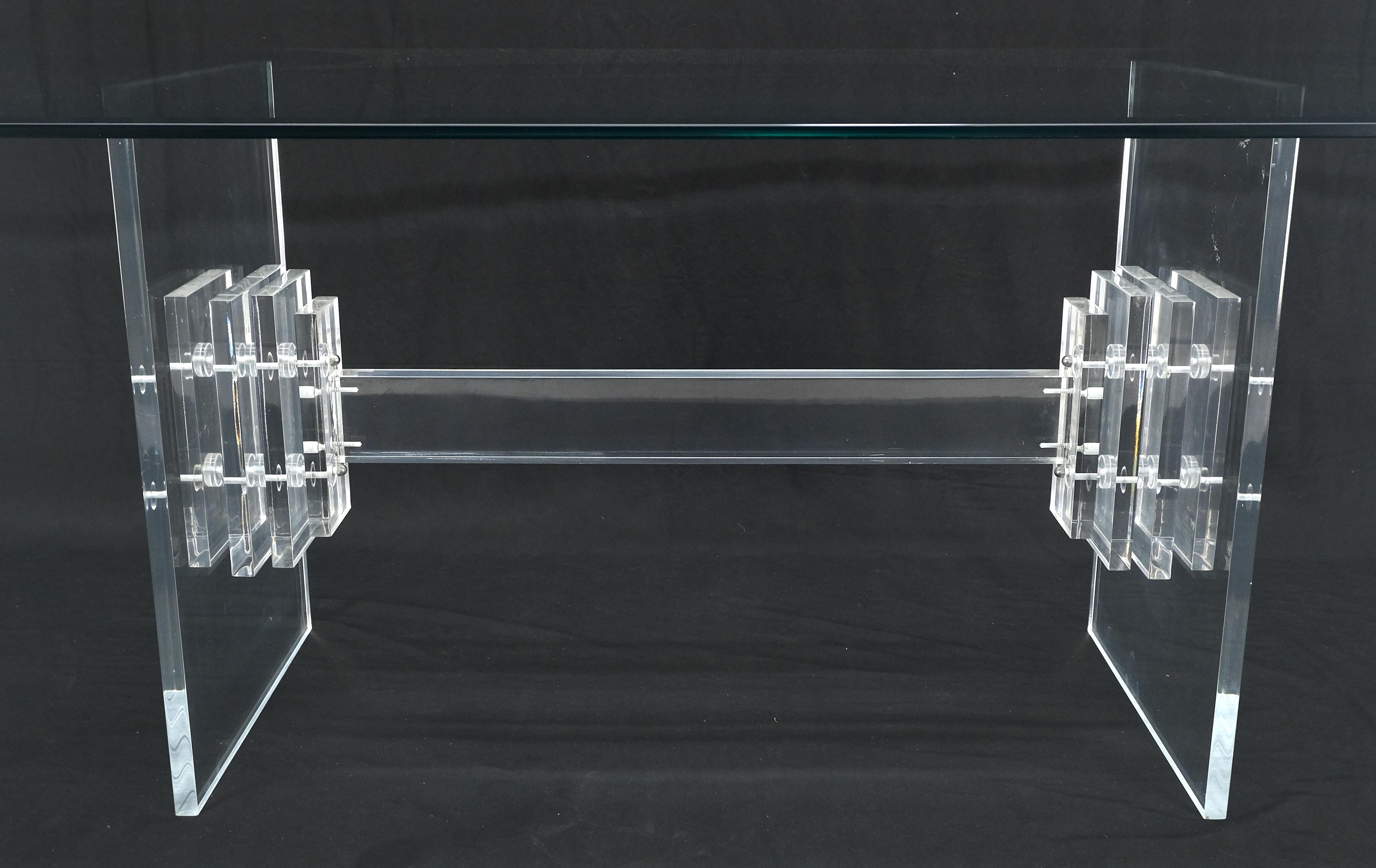 Américain Table de conférence et de salle à manger de 7' de long avec plateau en verre 3/4