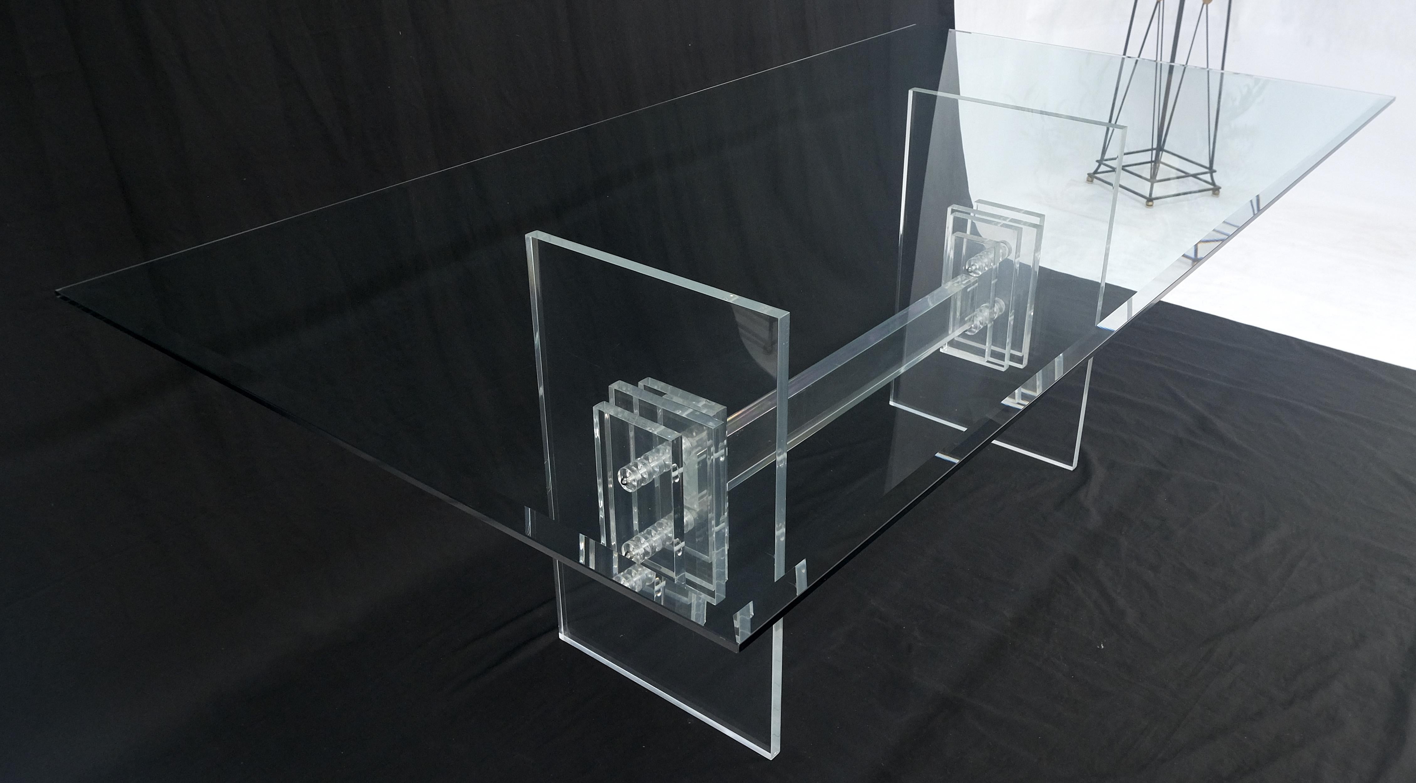 Table de conférence et de salle à manger de 7' de long avec plateau en verre 3/4