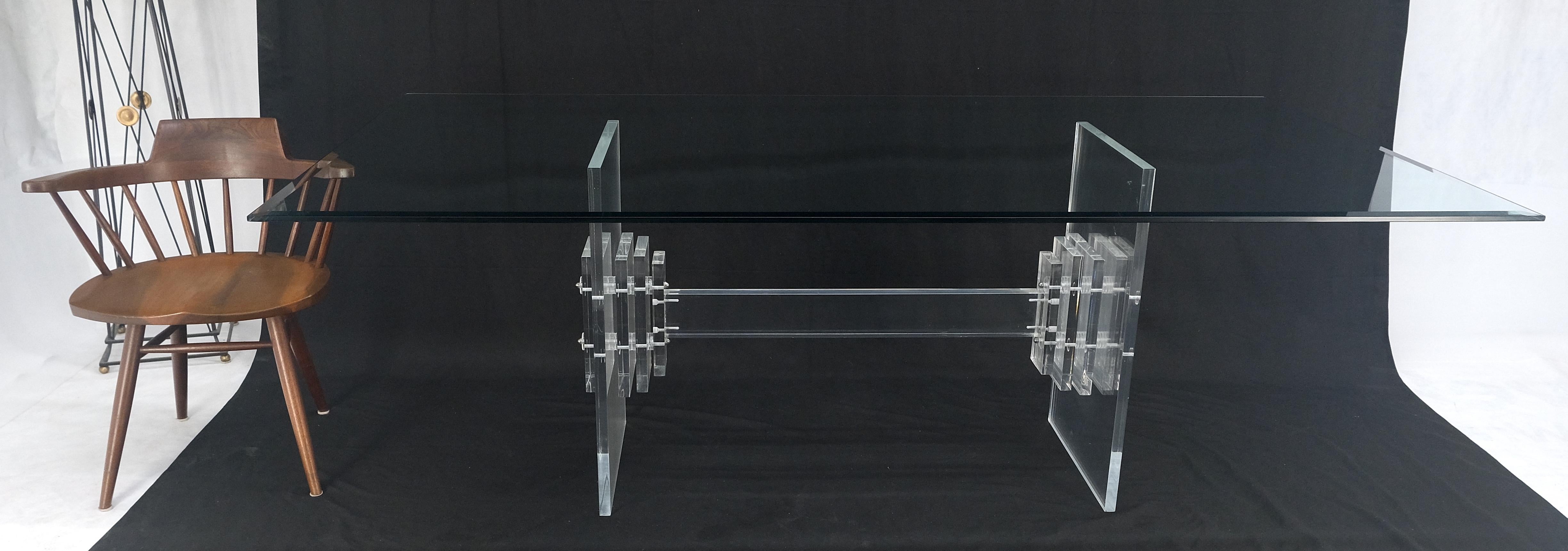 Verre Table de conférence et de salle à manger de 7' de long avec plateau en verre 3/4