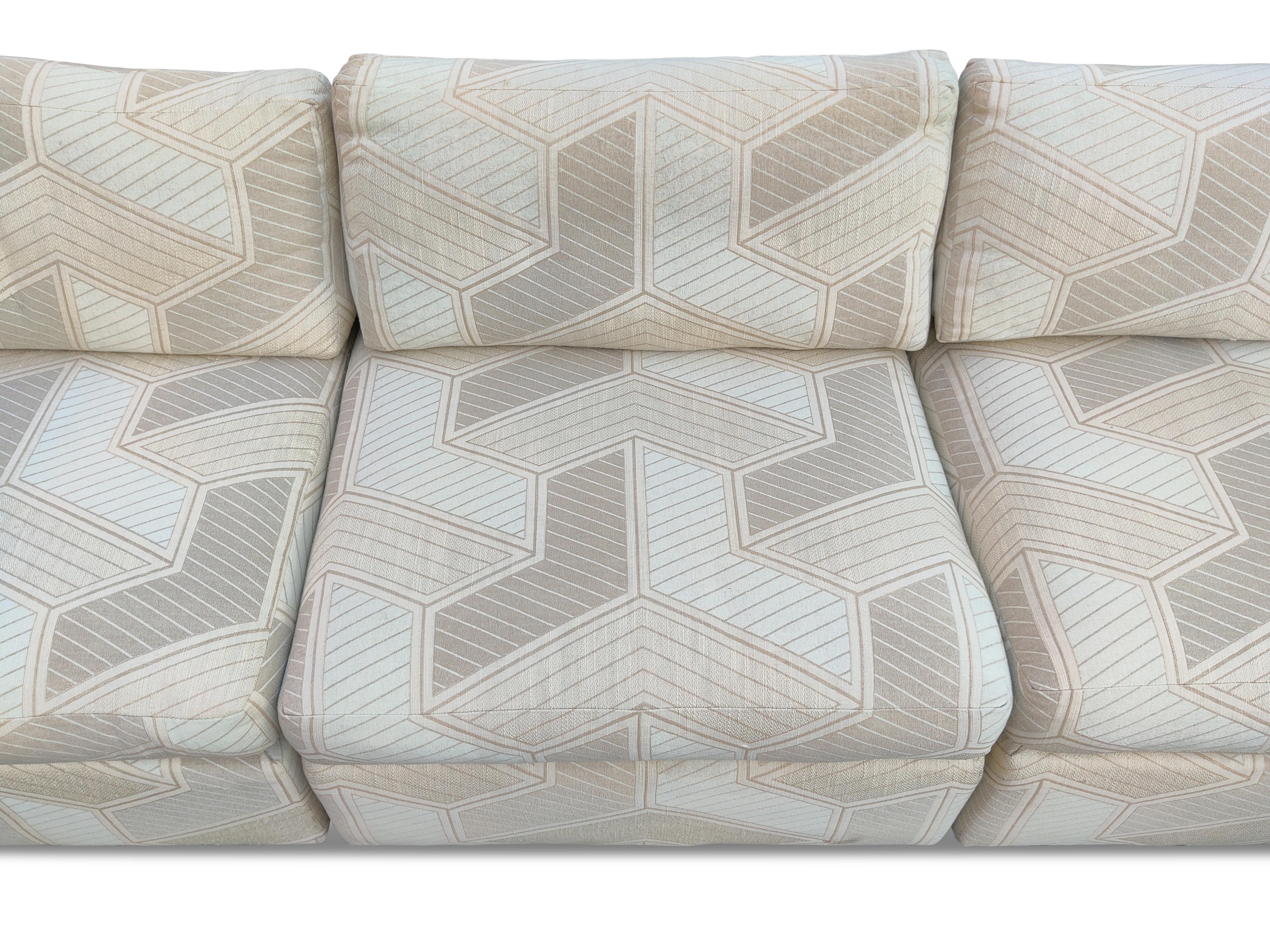 Upholstery Large 7 pcs Milo Baughman Thayer Coggin Sectional Sofa Geometric Pattern Fabric