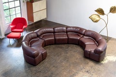 Large 7 Piece Sofa "Cosmos" DS 28 by Ulbald Klug & De Sede, Brown Leather, 1970s