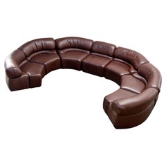 Large 7 Piece Sofa "Cosmos" DS 28 by Ulbald Klug & De Sede, Brown Leather, 1970s