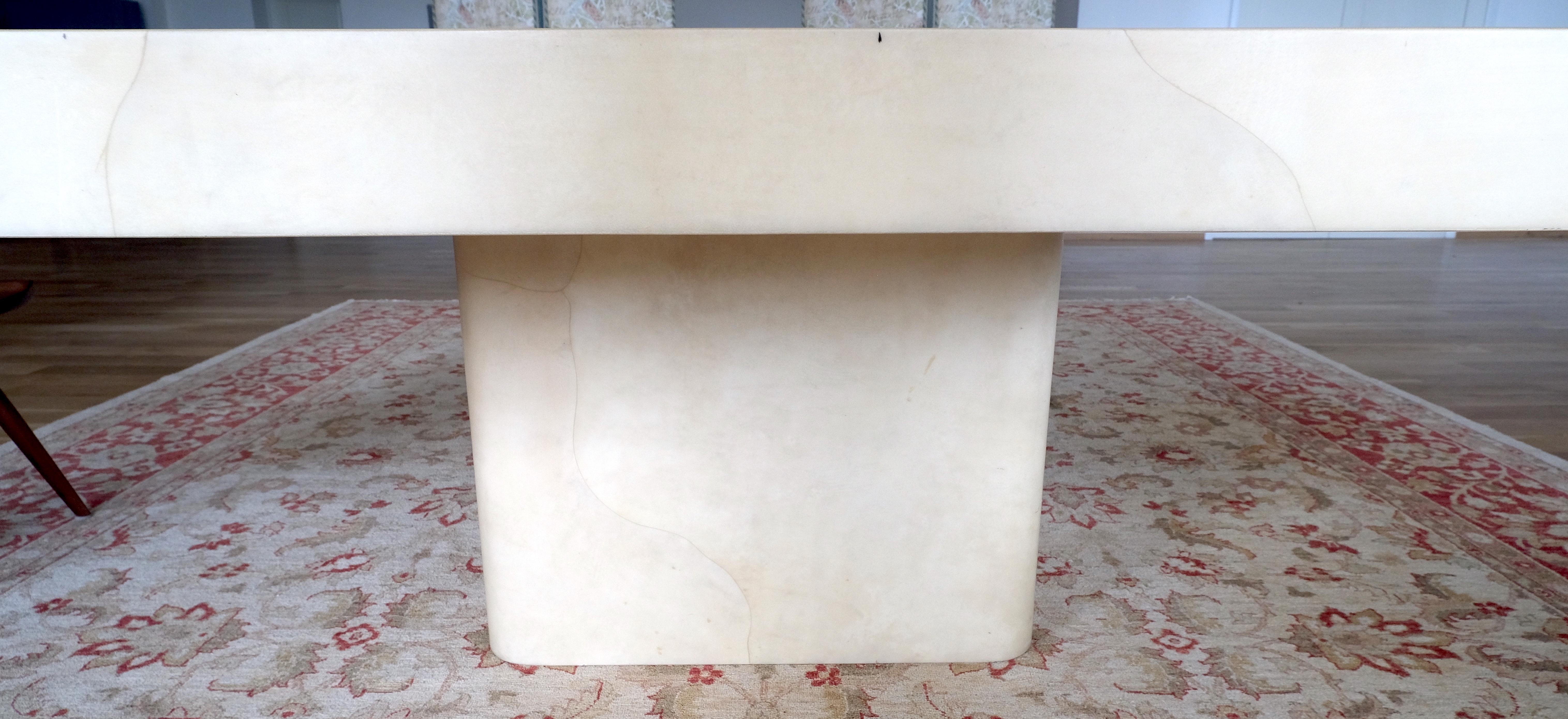 Large 7' Square Lacquered Goatskin Parchment Dining Conference Table MINT! 1