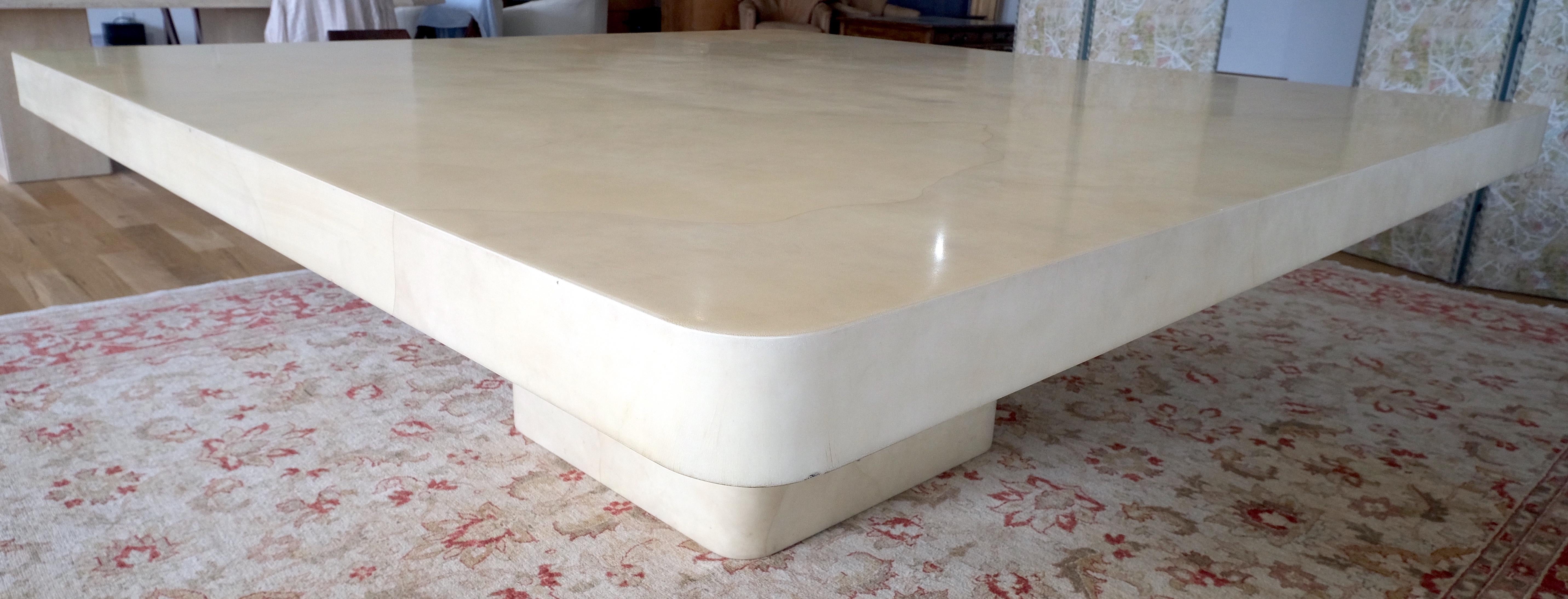 Large 7' Square Lacquered Goatskin Parchment Dining Conference Table MINT! 2