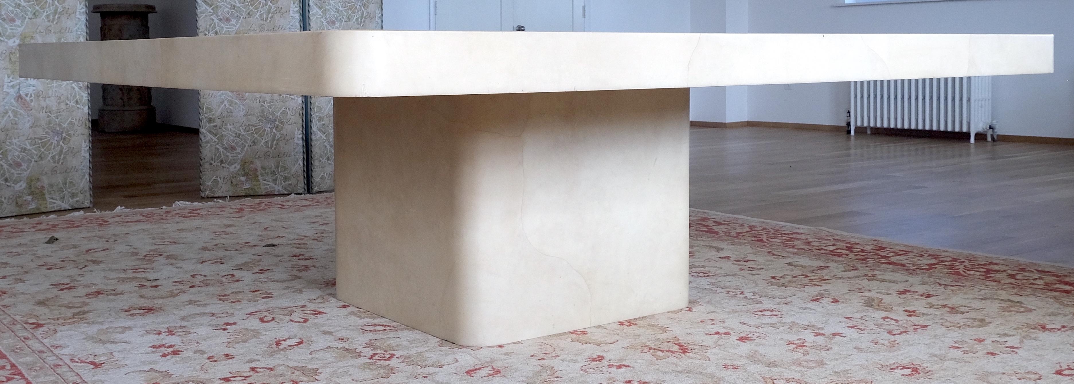 Large 7' Square Lacquered Goatskin Parchment Dining Conference Table MINT! 3