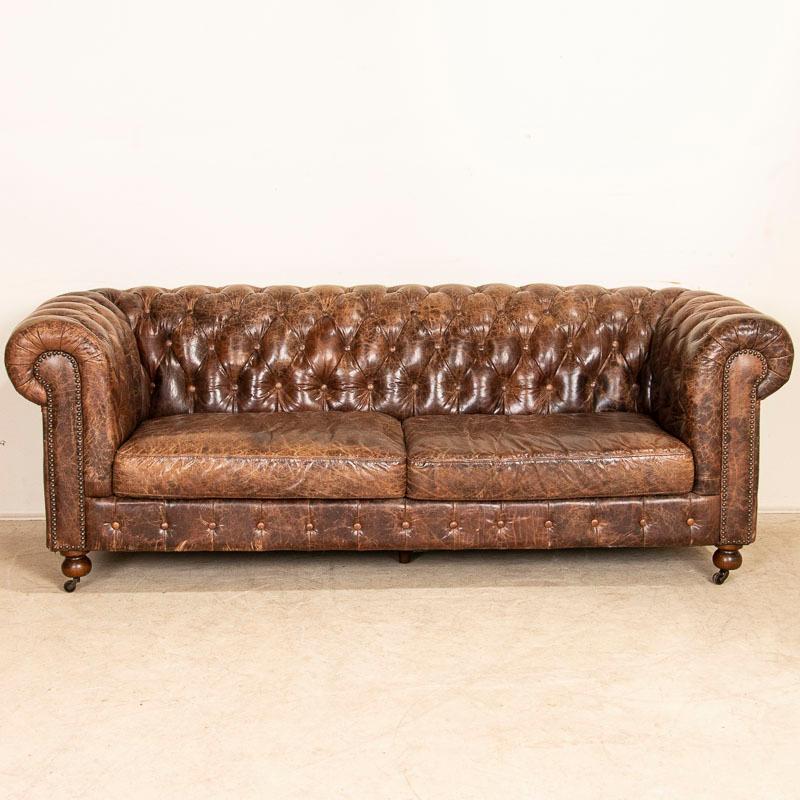 English Vintage Leather Chesterfield Sofa from England
