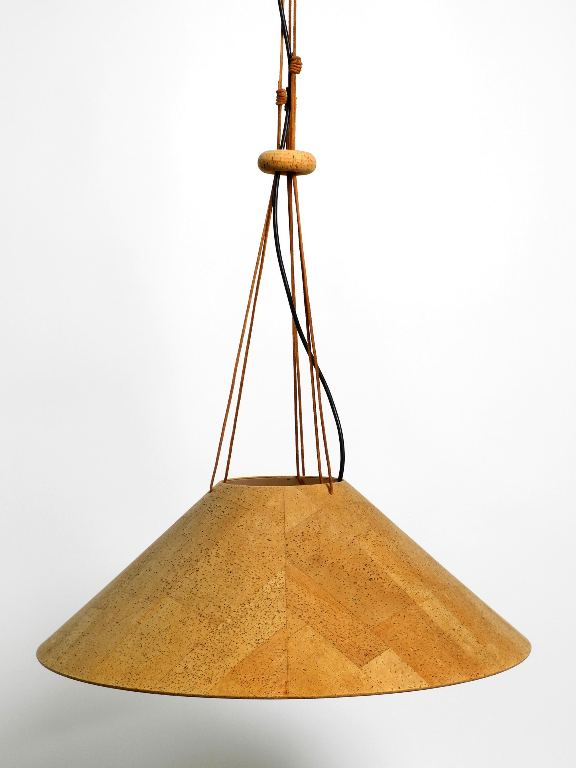 Large 70s Cork Ceiling Lamp by M-Design Design Willhelm Zanoth and Ingo Maurer For Sale 7