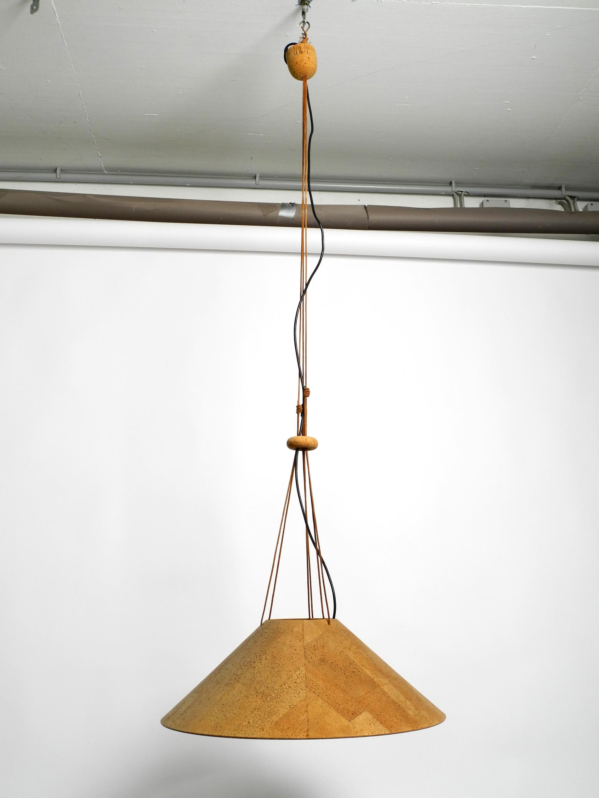 Large 70s Cork Ceiling Lamp by M-Design Design Willhelm Zanoth and Ingo Maurer In Good Condition For Sale In München, DE