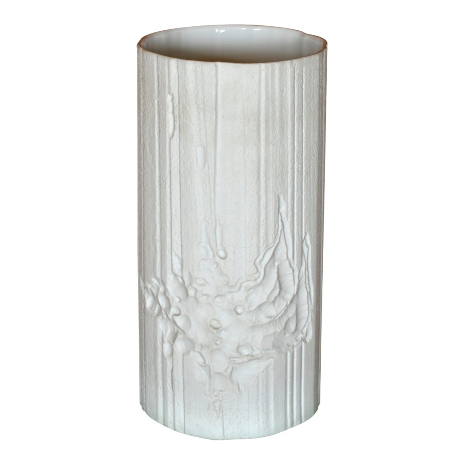 Large 70s Hutschenreuther Op Art Bisque Porcelain Sculpture Vase Heinrich Fuchs