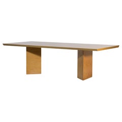 Large 70's Italian Dining Table in Saporiti Style Burr Wood Vintage Design